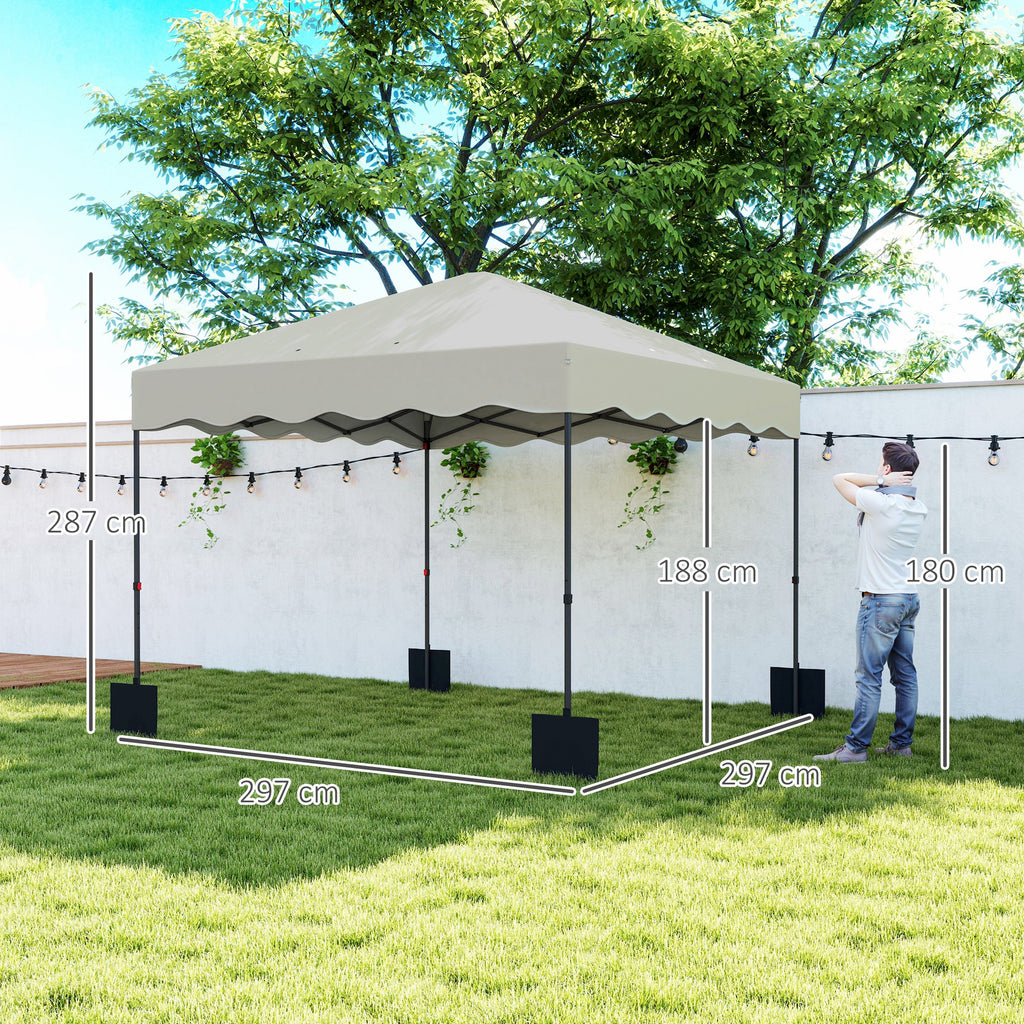 Pop-up-Pavillon 3 x 3m, Höhenverstellbares Gartenzelt, mit Rolltasche, Terrasse, Metall, Stoff