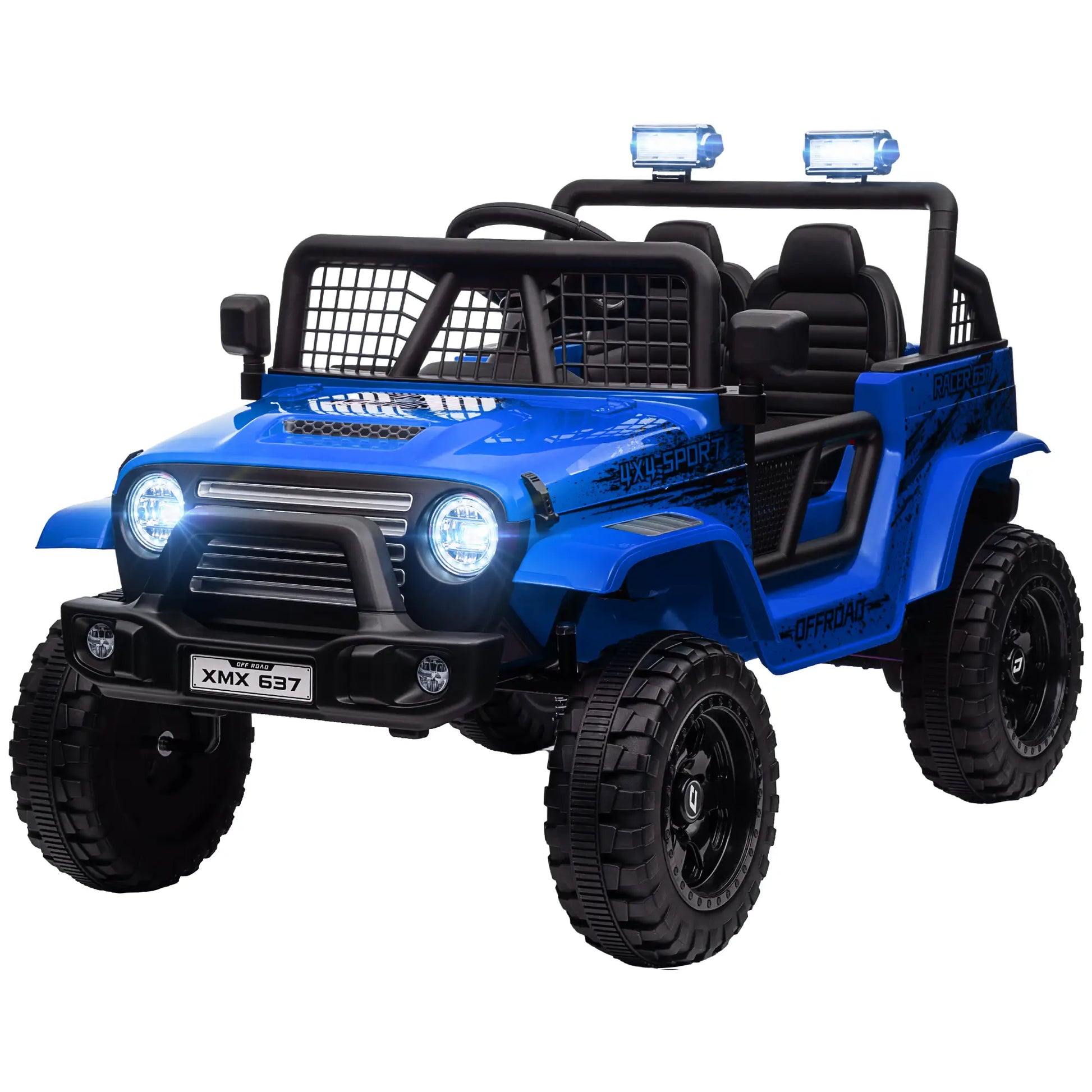 Kinder-Elektroauto mit sanfter Federung, fernsteuerbar, LED-Lichter, Hupe, 12V, Kunststoff und Metall