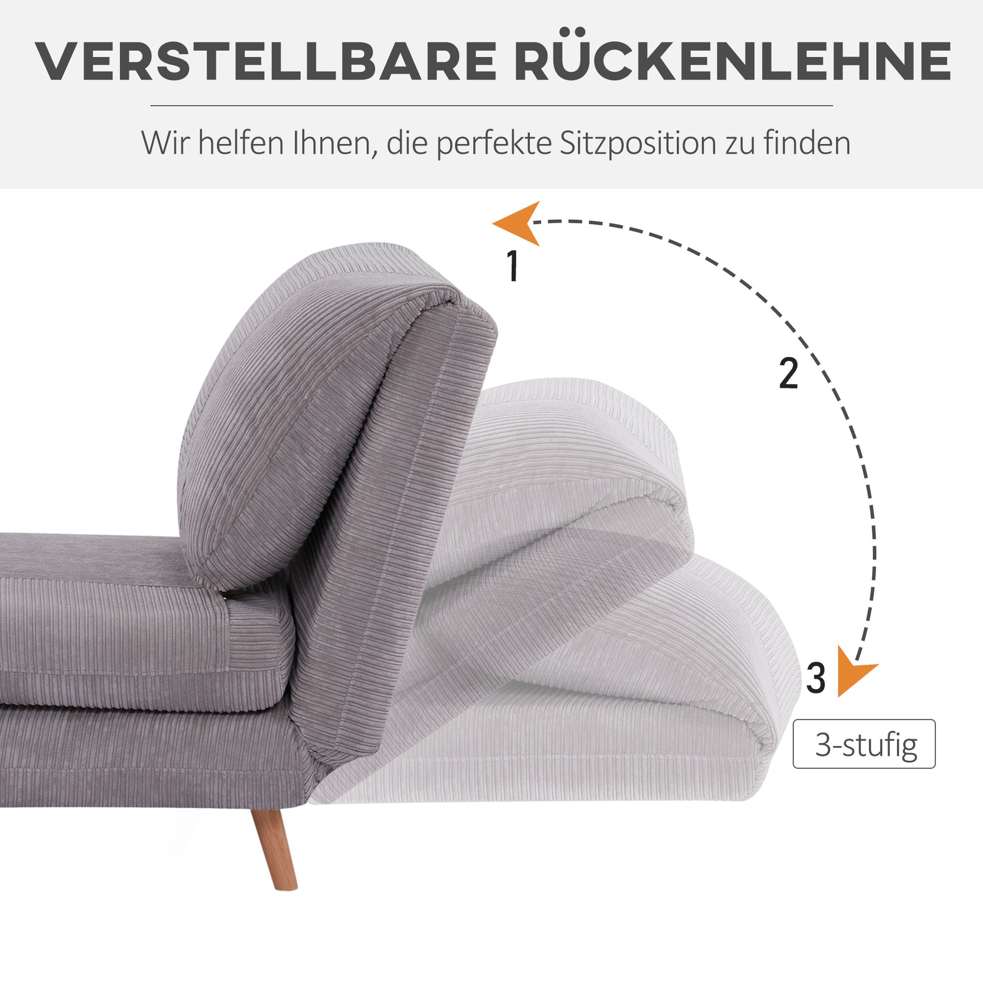 2-in-1 Schlafsessel Gästebett, bis 200 kg, verstellbare Kopfstütze Cord-Optik 82 cm x 8 cm x 83 cm