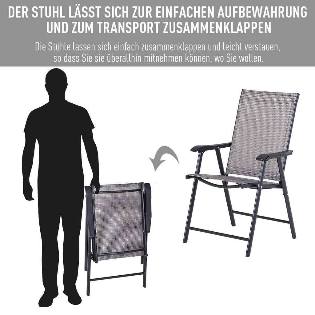 Klappstuhl mit Armlehne 2er Set Campingstuhl Angelstuhl Metall 58 x 64 x 94 cm