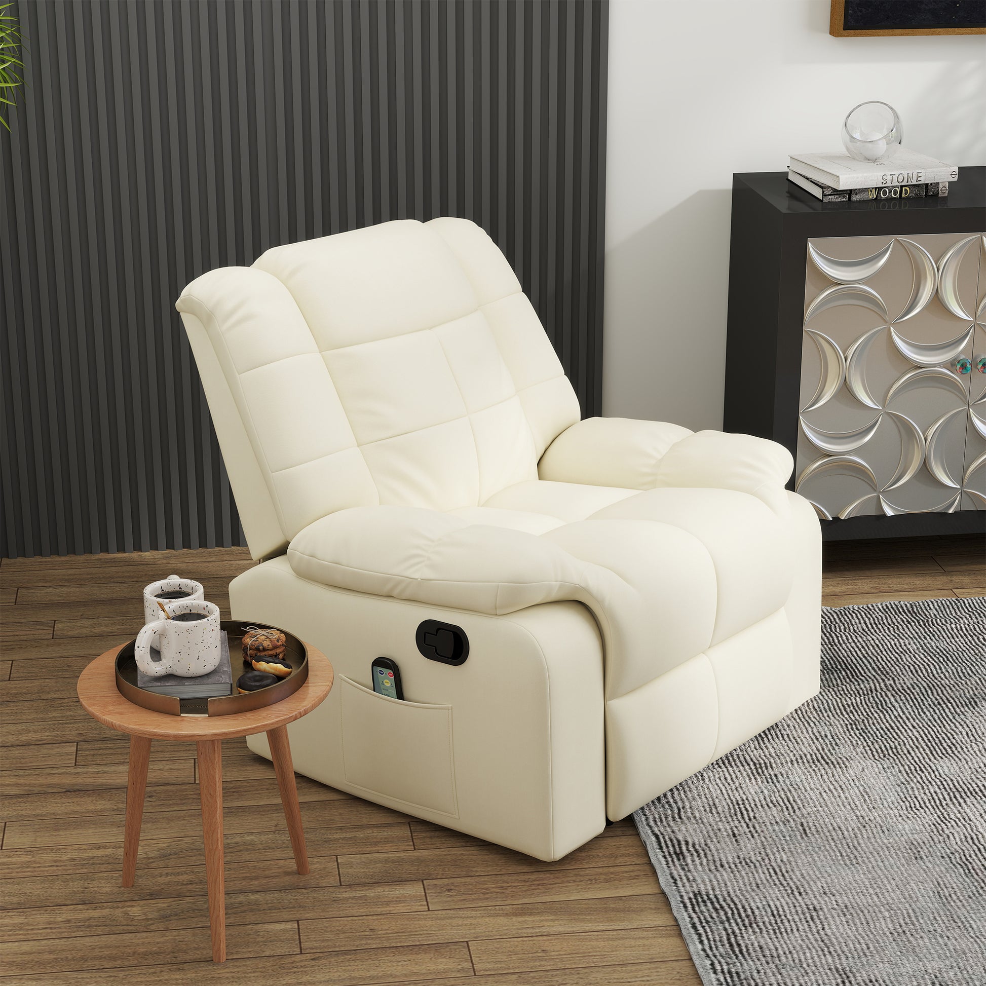 Massagesessel, Relaxsessel, 8 Vibrationspunkte, Liegefunktion, Kunstleder, 94x99x99cm