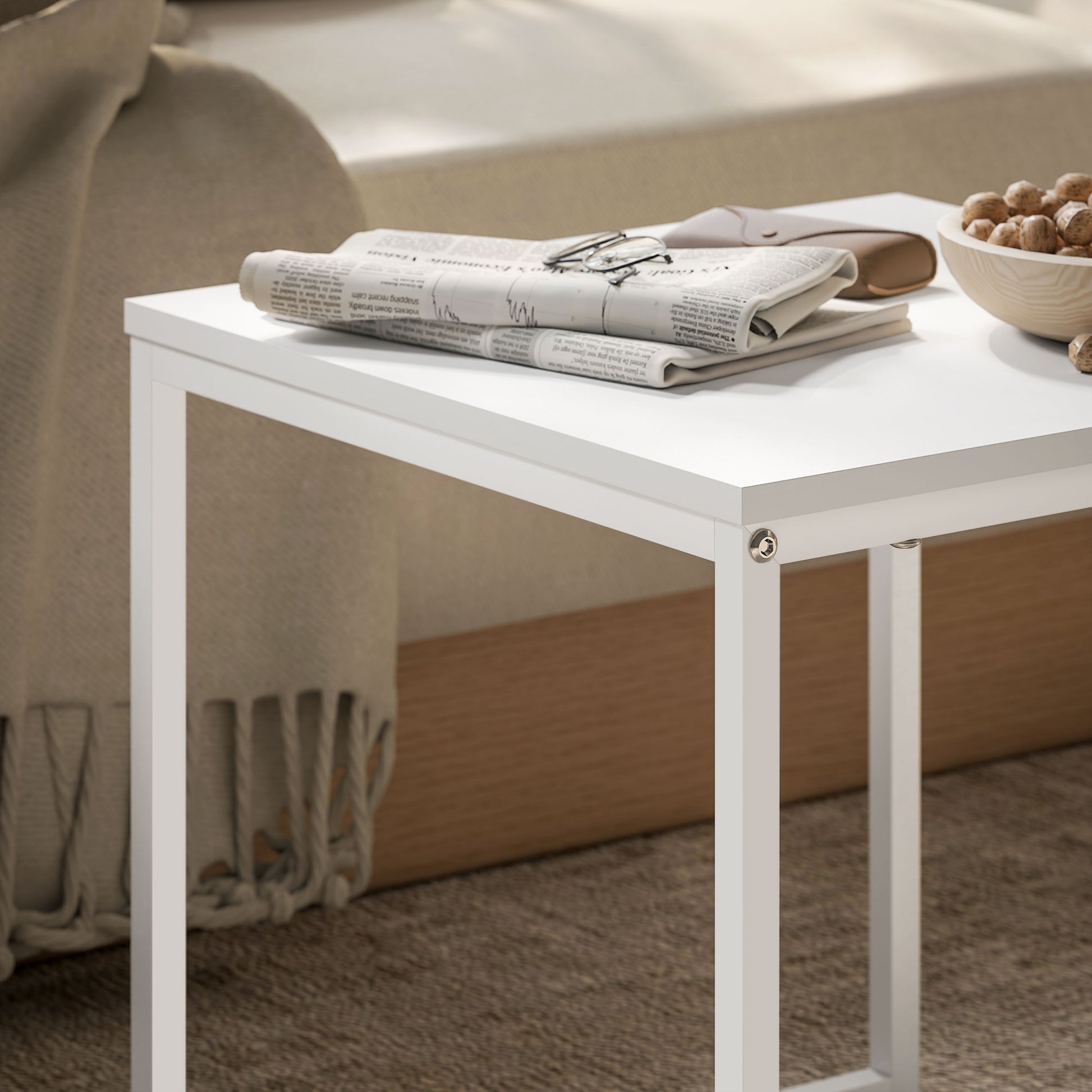 Moderner Couchtisch, 2er-Set Sofatisch, für kleine Räume, Quadratisch, MDF, Metall