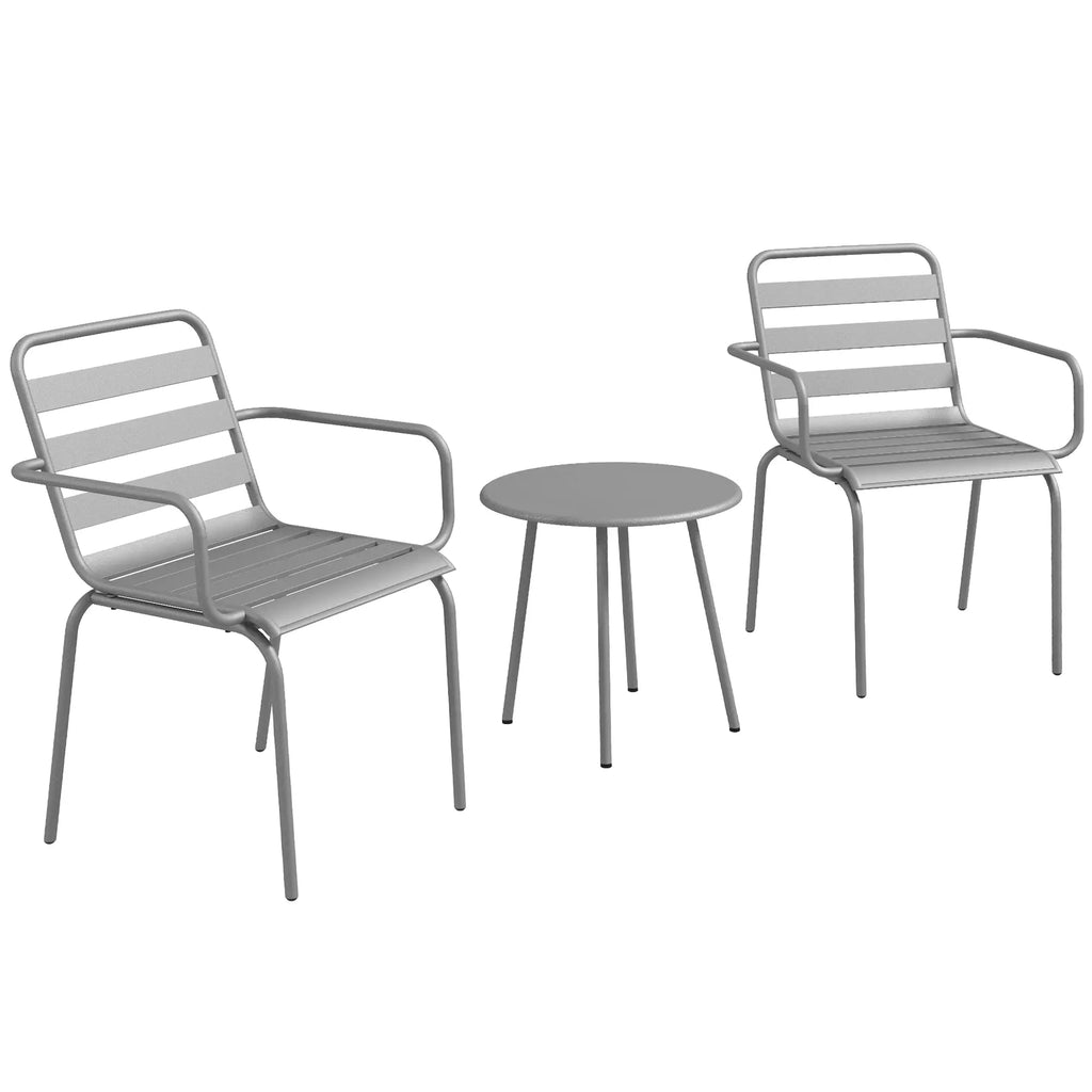 3-teiliges Bistro-Set Balkonbistro-Set 2er-Bistroset, klappbar, modernes Desing, Hellgrau