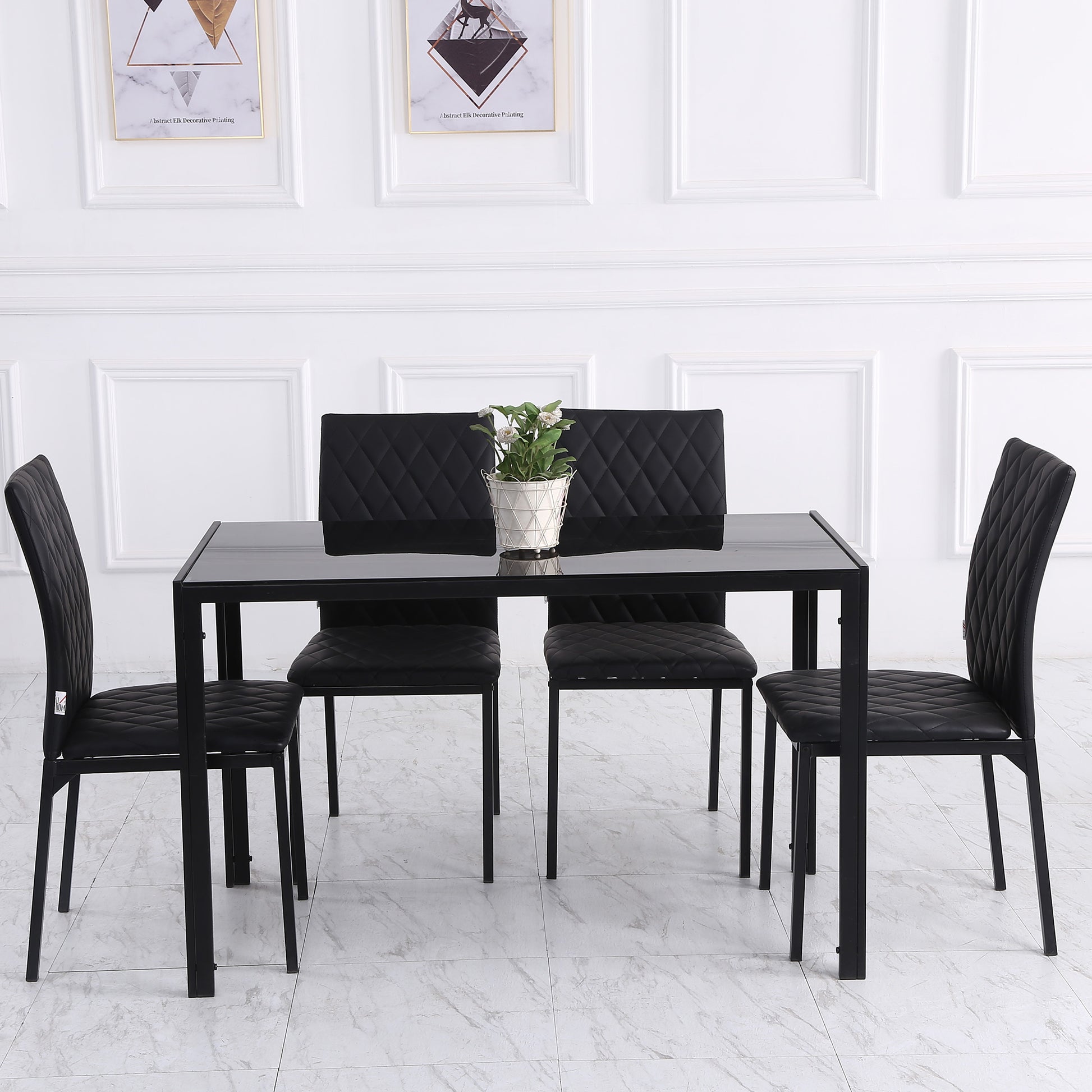 HOCMOM 4er-Set Stühle Esszimmerstühle Küchenstühle 41 cm x 50 cm x 91 cm, Schwarz