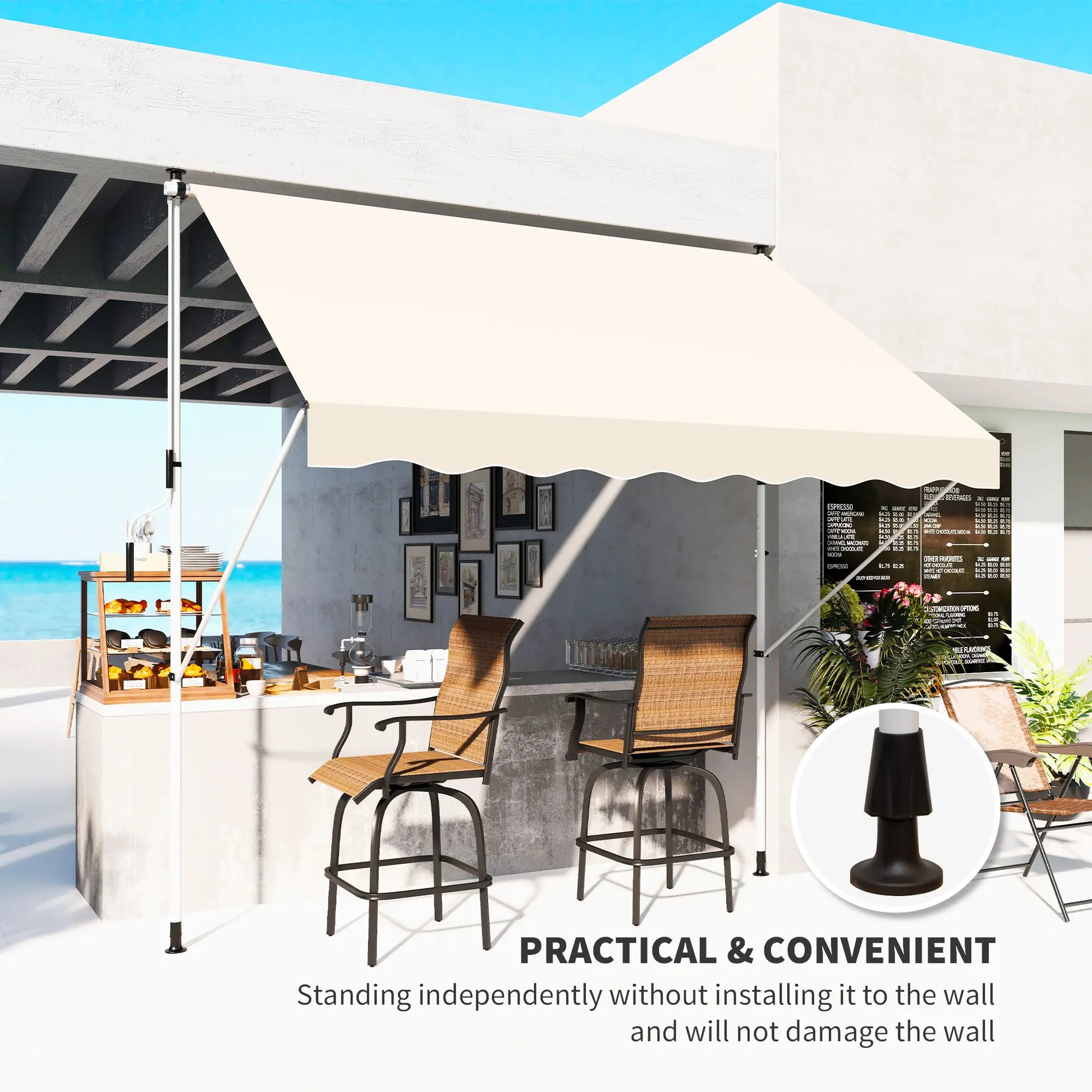 Terrassenmarkise mit Handkurbel höhenverstellbar, witterungsbeständig Balkonmarkise 150cm B