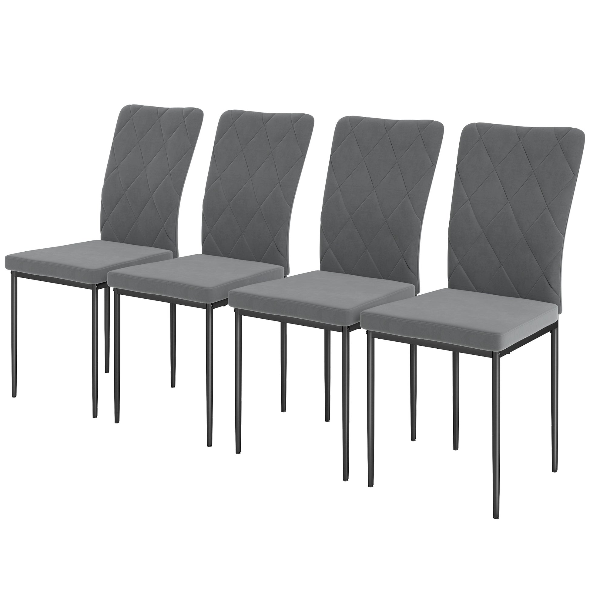 4er-Set Esszimmerstühle in Samtoptik, Moderne Polsterstühle mit Metallbeinen, für Esszimmer, Küche