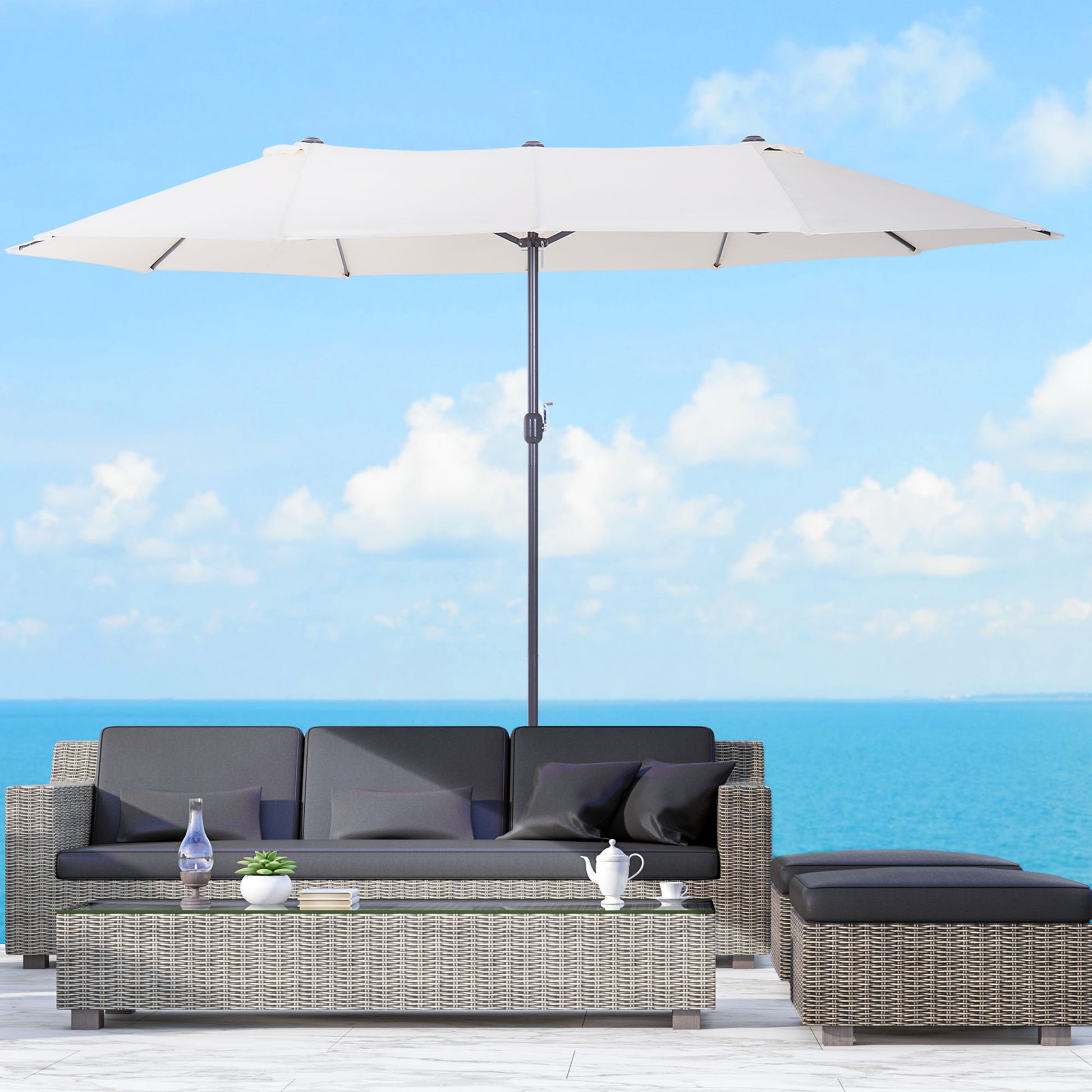 Sonnenschirm mit Handkurbel wetterbeständig 455 cm x 270 cm x 240 cm Stahl Polyester