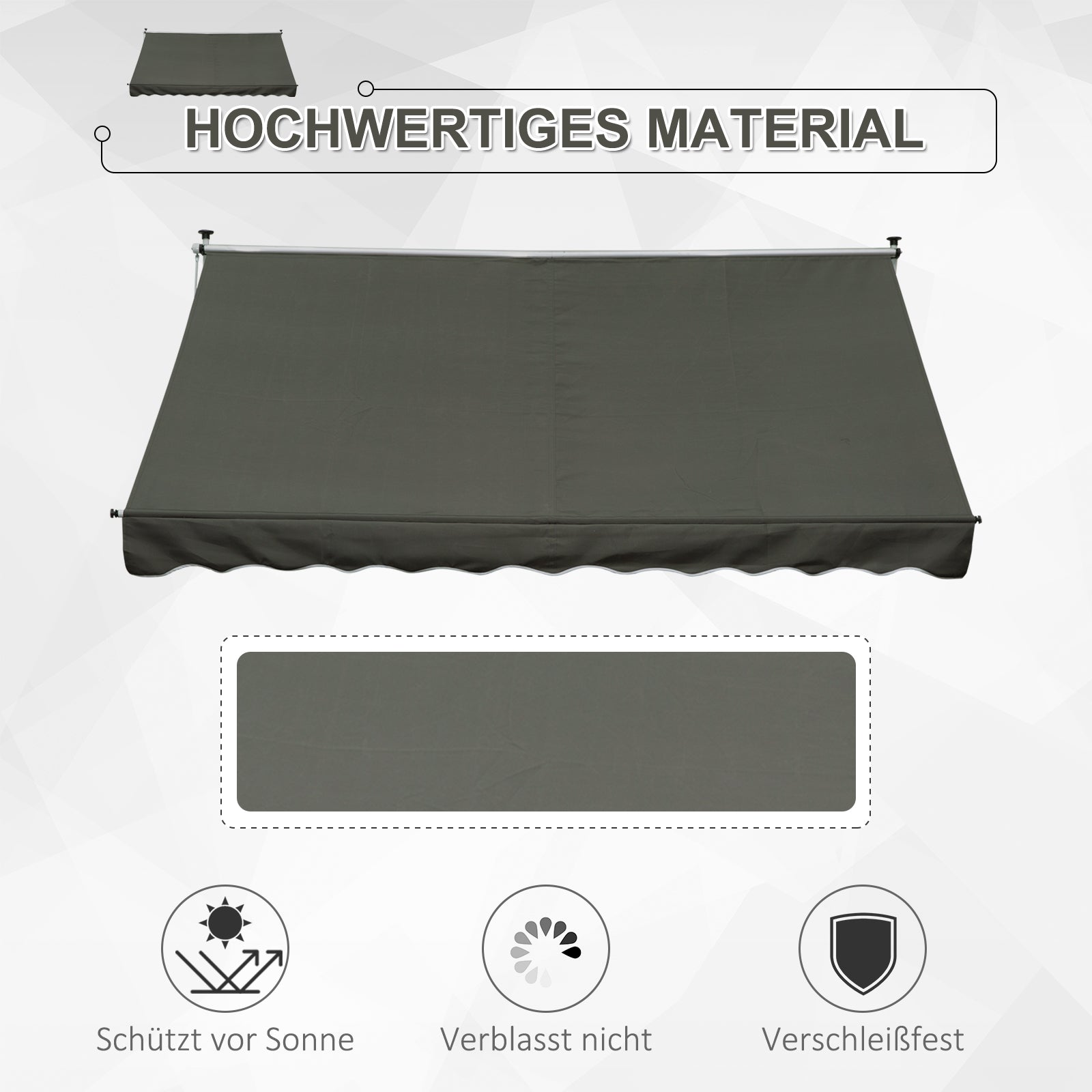 Terrassenmarkise mit Handkurbel höhenverstellbar, witterungsbeständig Balkonmarkise 150cm B
