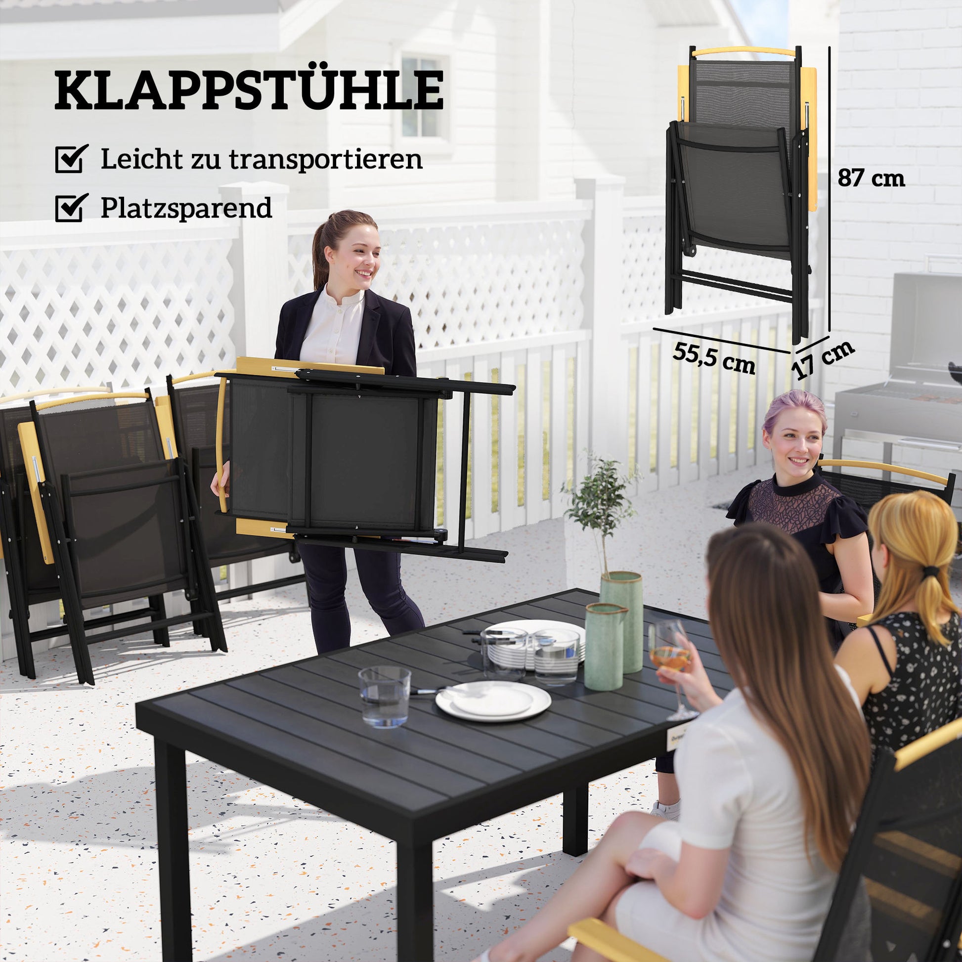 Sitzgruppe klappbar für 6 Personen 1 Tisch+6 Stühle Gartenmöbel Set Sitzgarnitur Aluminium