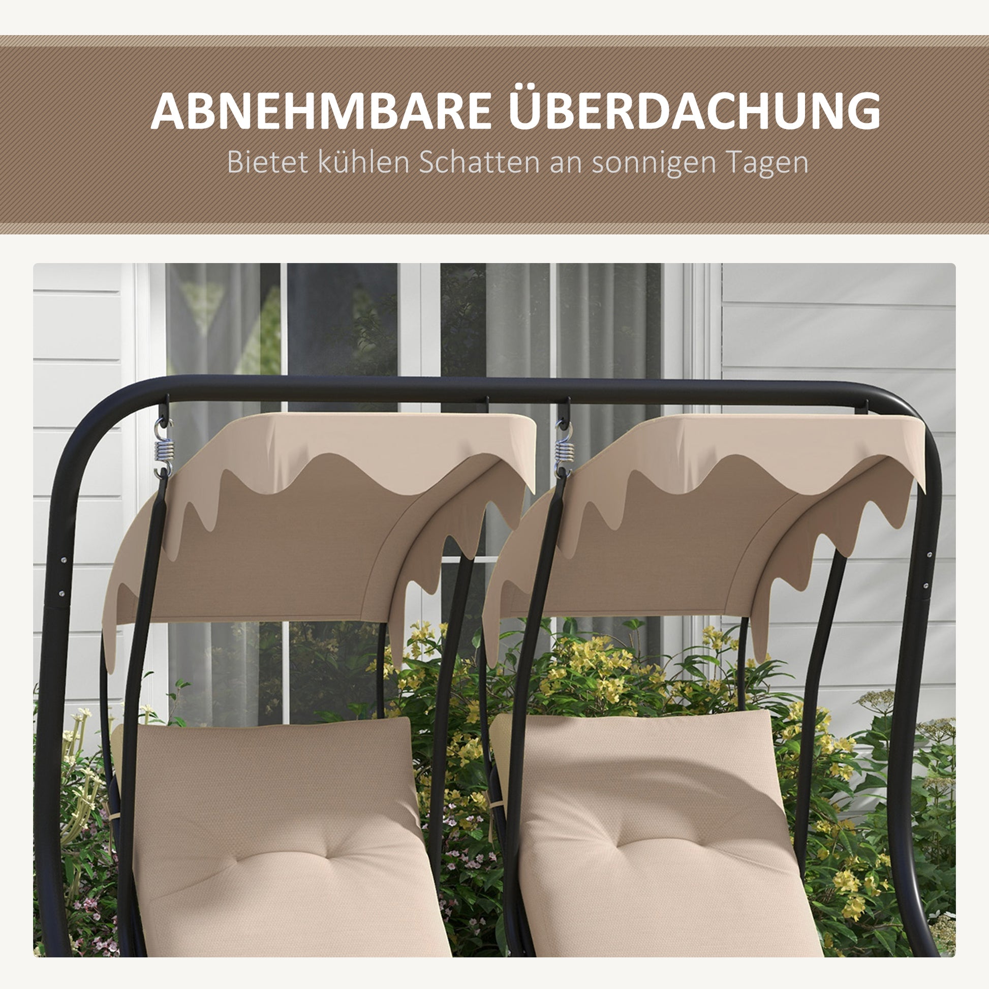 Gartenschaukel, wetterbeständig,2 getrennte Size, Getränkehalter, 170 cm x 136 cm x 170 cm