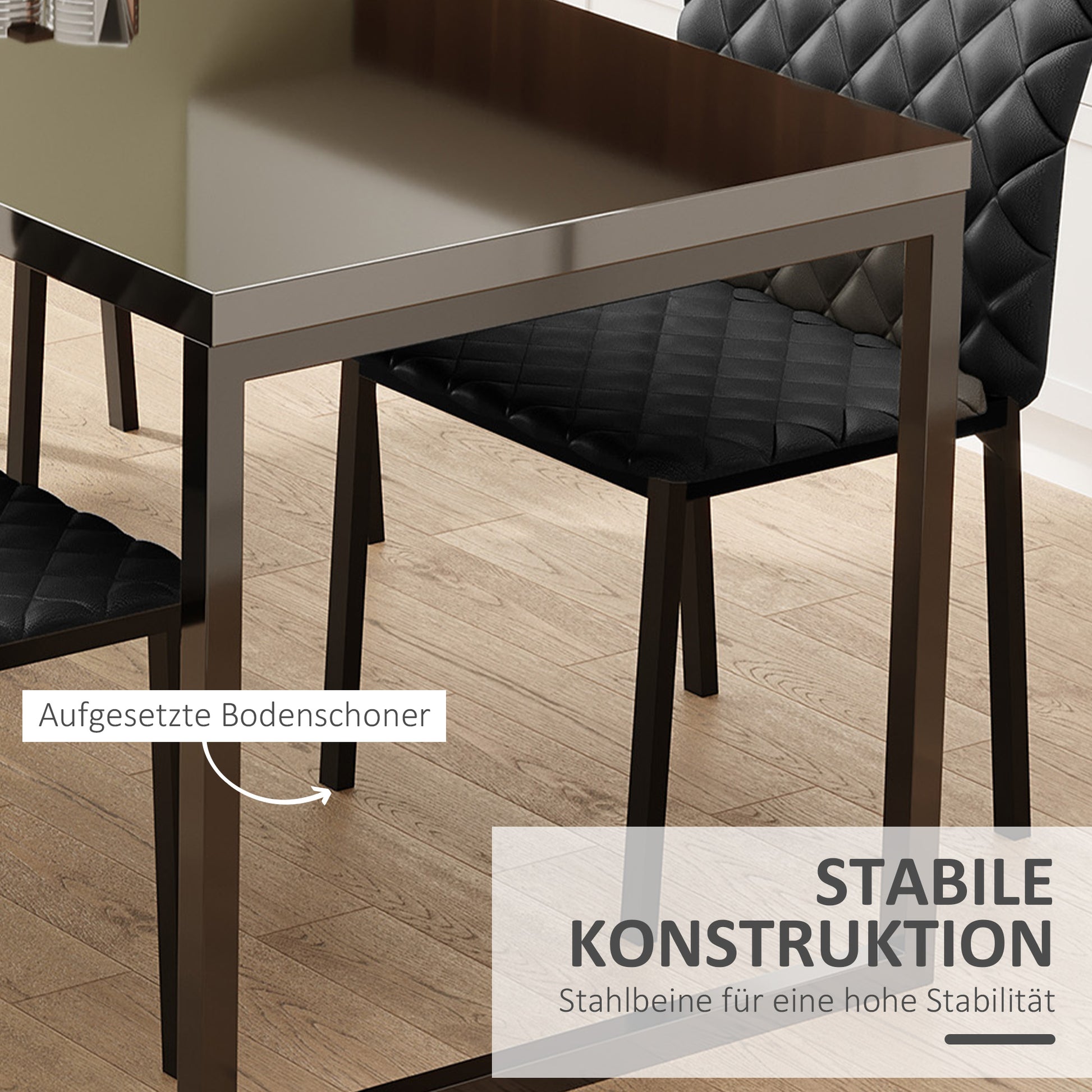 HOCMOM 4er-Set Stühle Esszimmerstühle Küchenstühle 41 cm x 50 cm x 91 cm, Schwarz