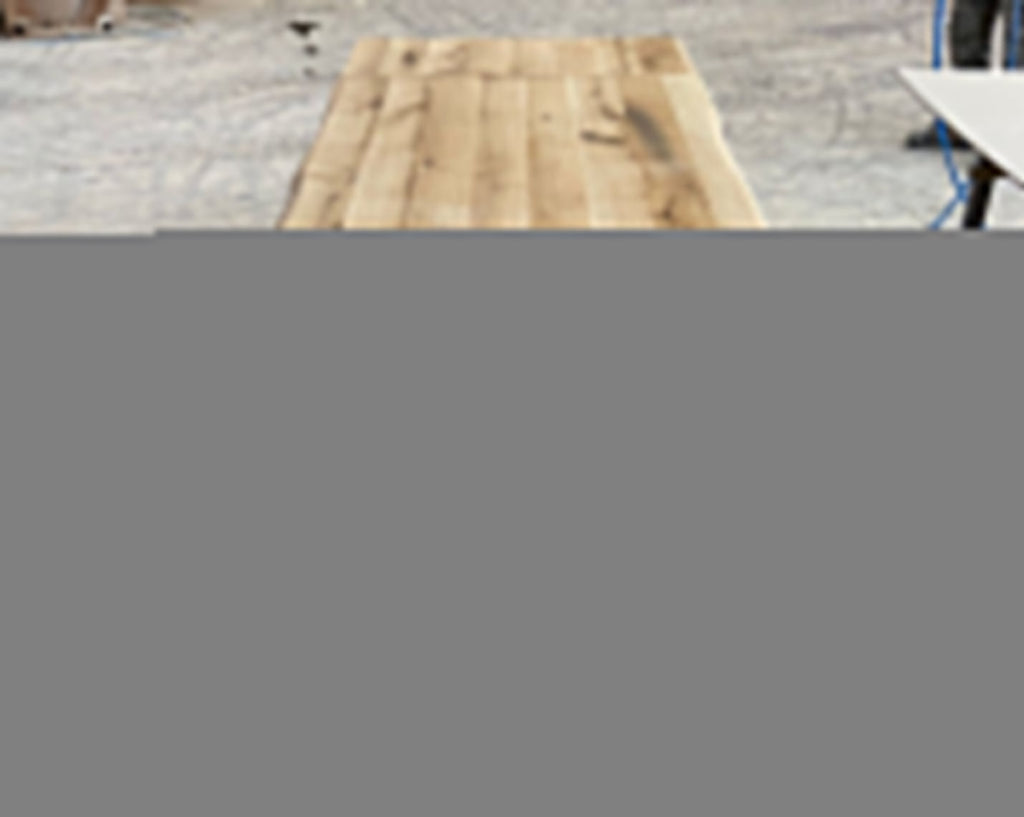 Esstisch mit Ansteckplatten, 160 (240) x90cm, Eiche massiv Baumkante und Spidergestell