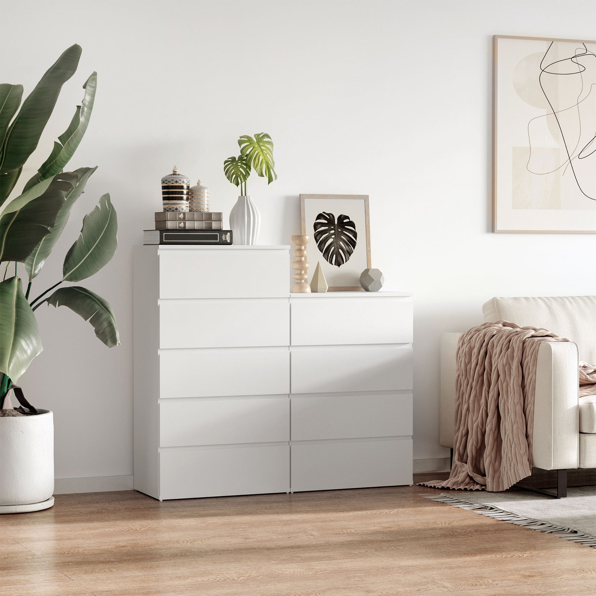 Kommode Sideboard Schubladenkommode, 4 Schubladen, 55 cm x 33 cm x 80 cm, Weiß