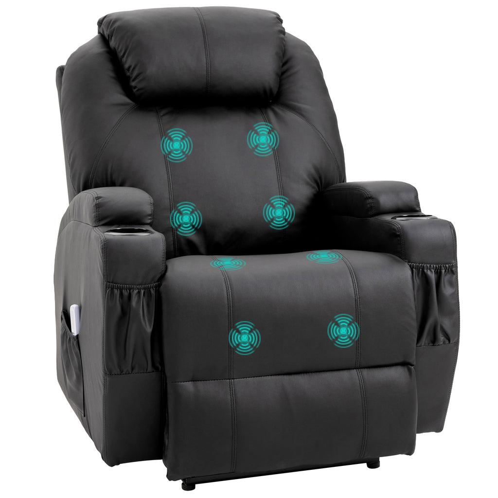 Massagesessel Relaxsessel Massage Liegefunktion Kunstleder Schwarz/Beige 82x97x110cm