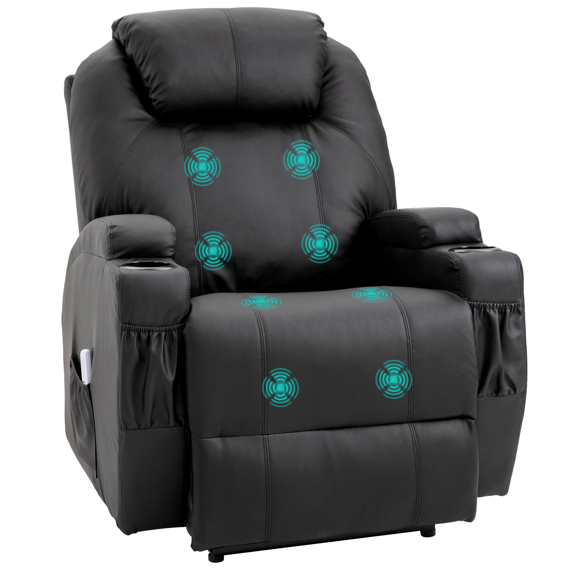 Massagesessel Relaxsessel Massage Liegefunktion Kunstleder Schwarz/Beige 82x97x110cm