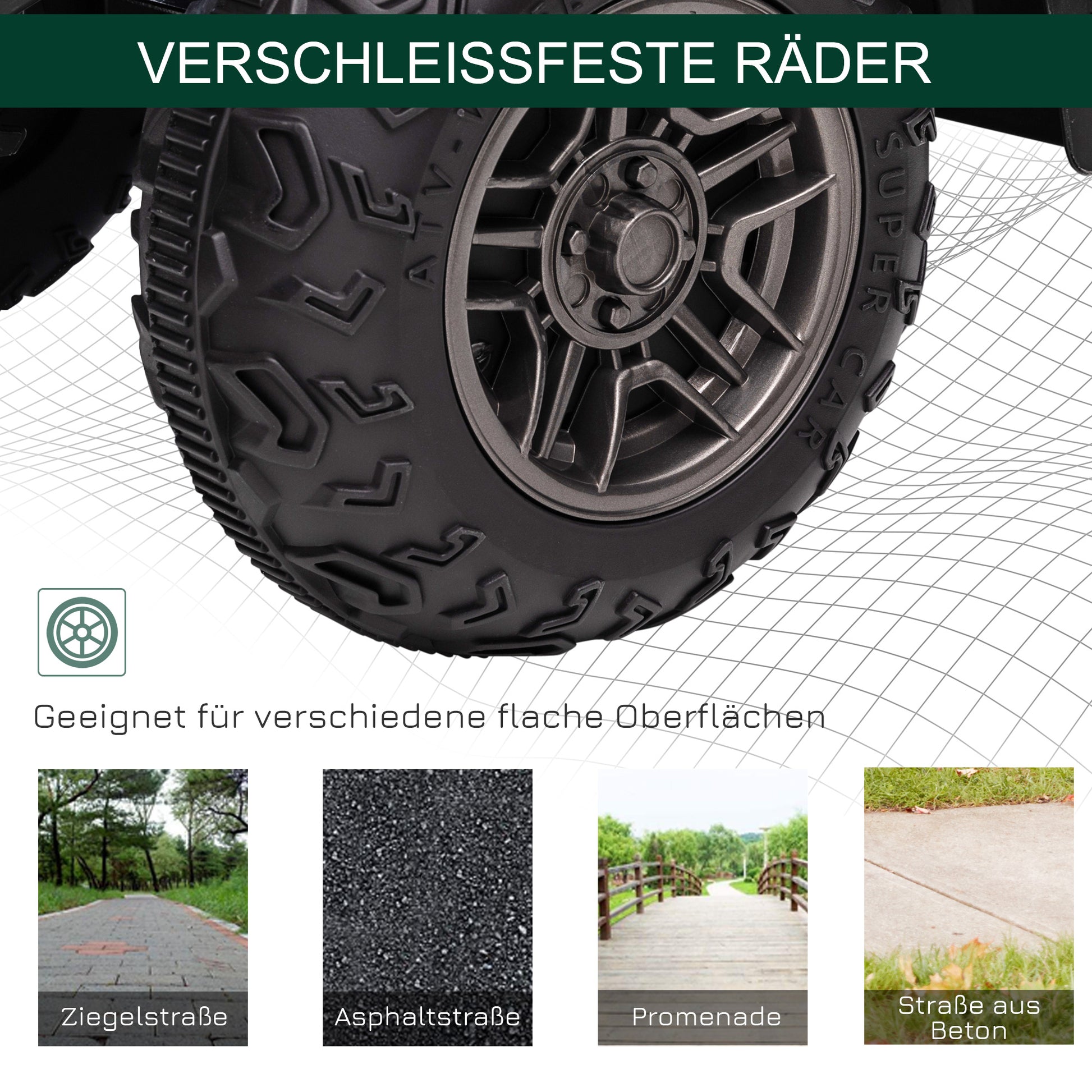 Kinder-Elektroquad, max. 4 km/h, ab 3 Jahren, LED-Scheinwerfer, Musikanschluss, 88 x 45 x 50 cm