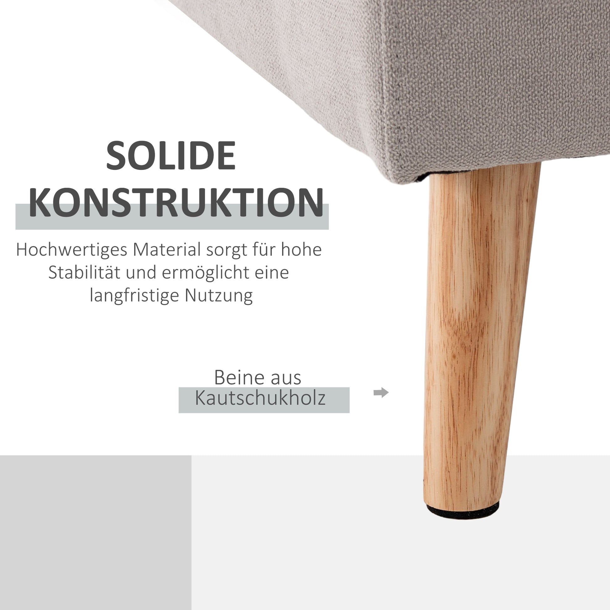 Ecksofa L-Form graue Eckcouch mit Chaiselongue Leinenoptik für 3 Personen 193x136x85cm Heillgrau