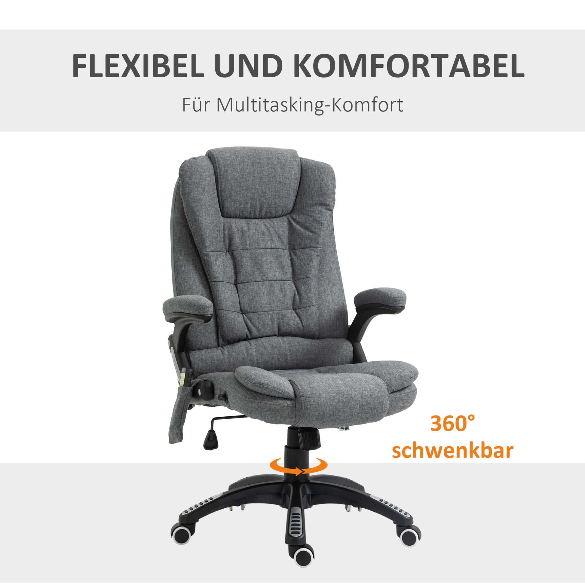 Bürostuhl Massagesessel mit Wärmefunktion, Ergonomischer Chefsessel, Höhenverstellbarer Drehstuhl