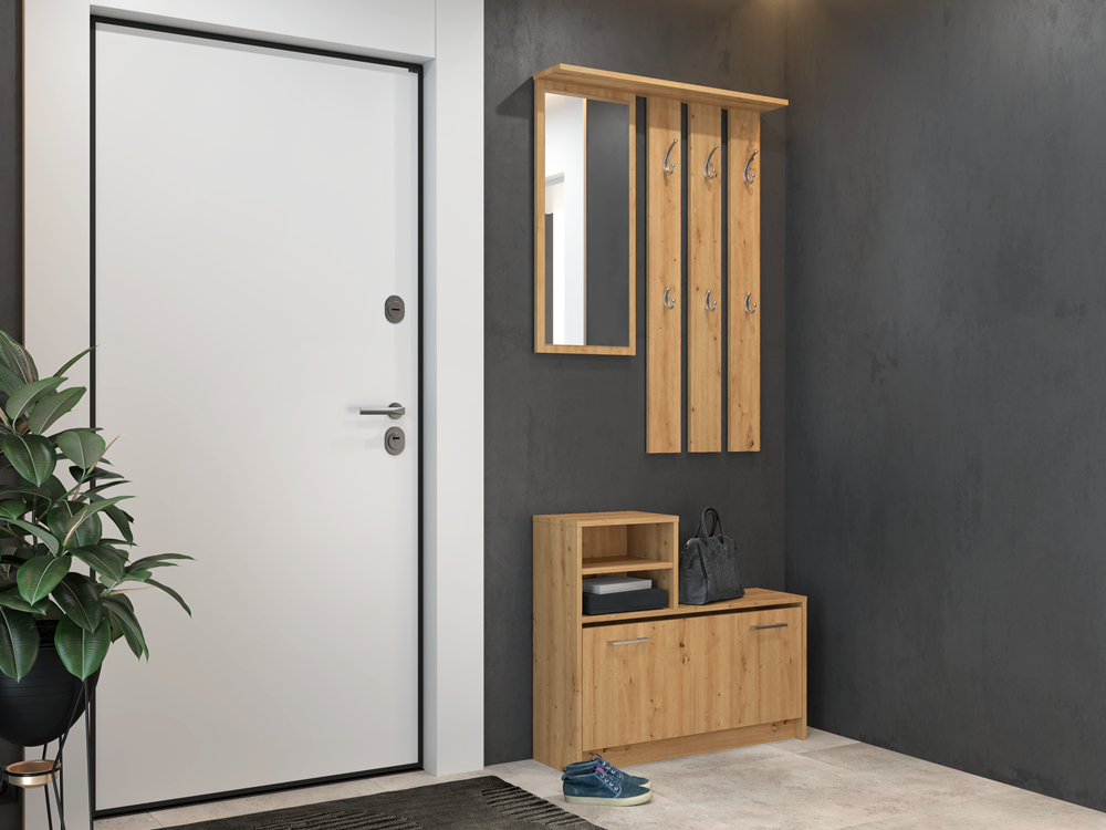 Garderobenset mit Spiegel – Wandgarderobe & Schuhschrank