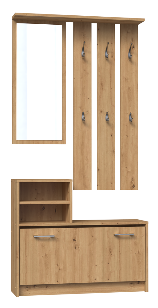 Garderobenset mit Spiegel – Wandgarderobe & Schuhschrank