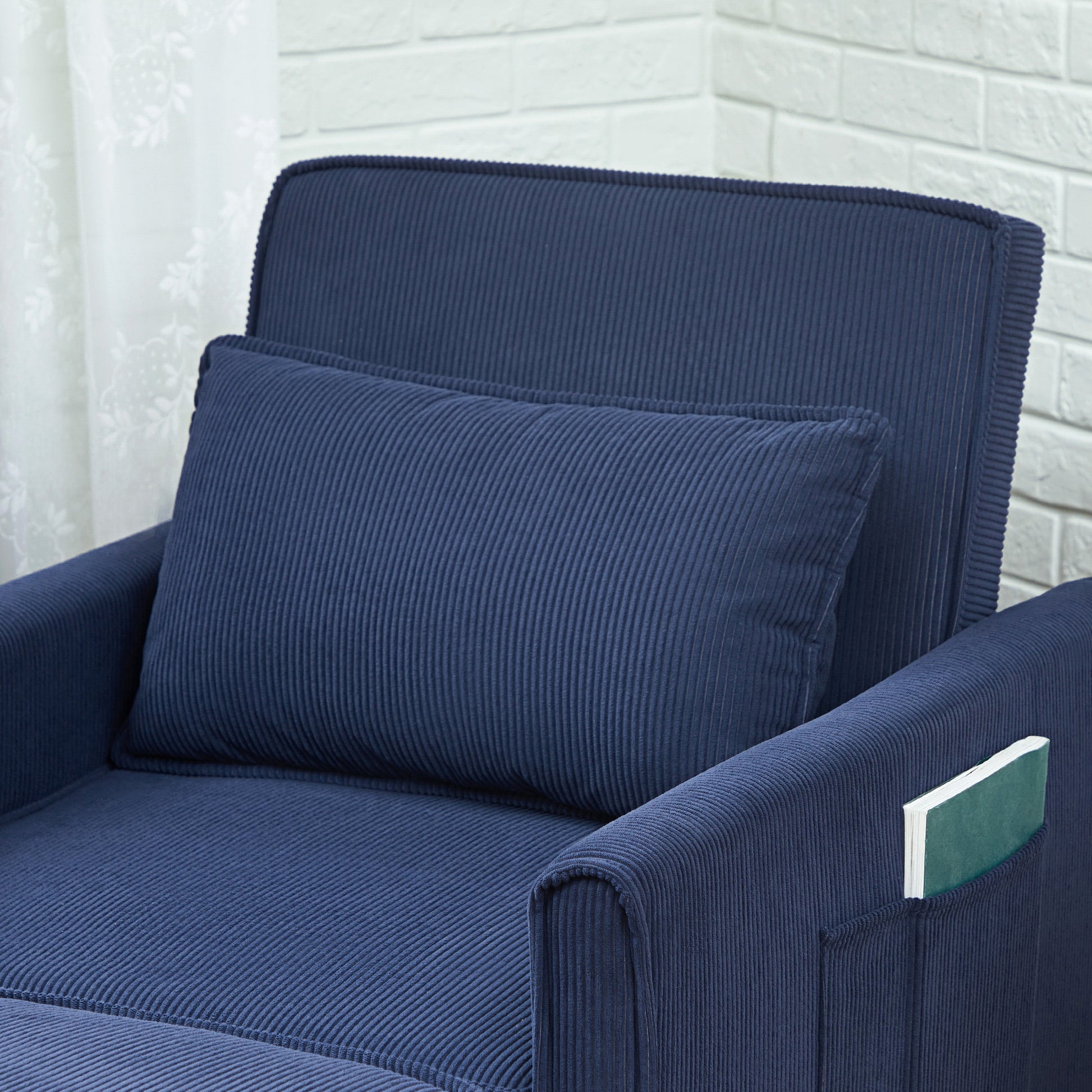 Schlafsessel, verstellbar, 3 Positionen, Cordbezug, bis 120 kg, Schwarz/Blau