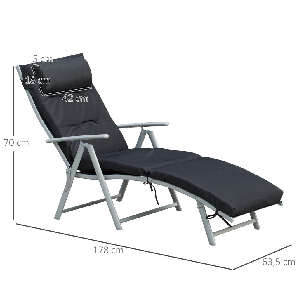 Sonnenliege klappbar mit Kopfkissen Sitzkissen, verstellbare Rückenlehne bis 165 kg