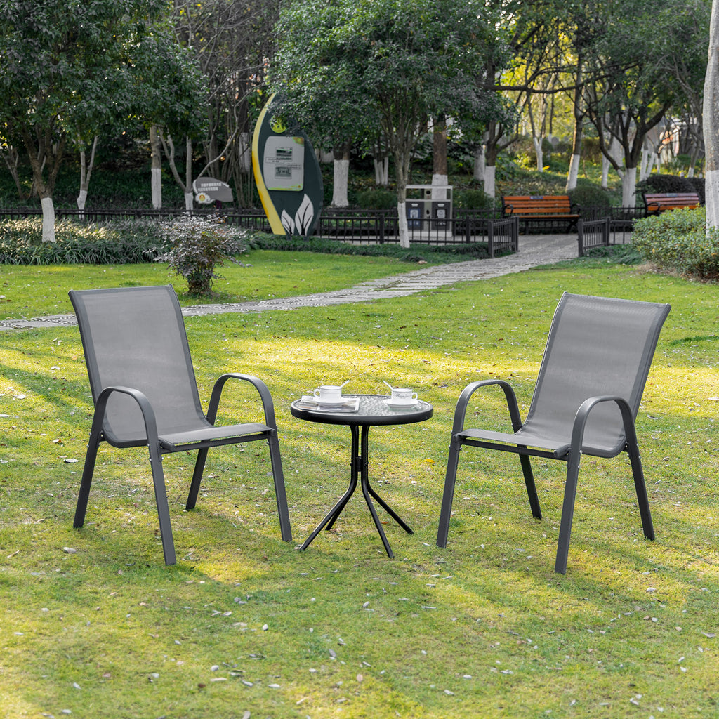 Gartenstuhl 2er Set wetterfest Stapelstuhl mit Armlehne Rückenlehne stapelbar Terrassenstuhl