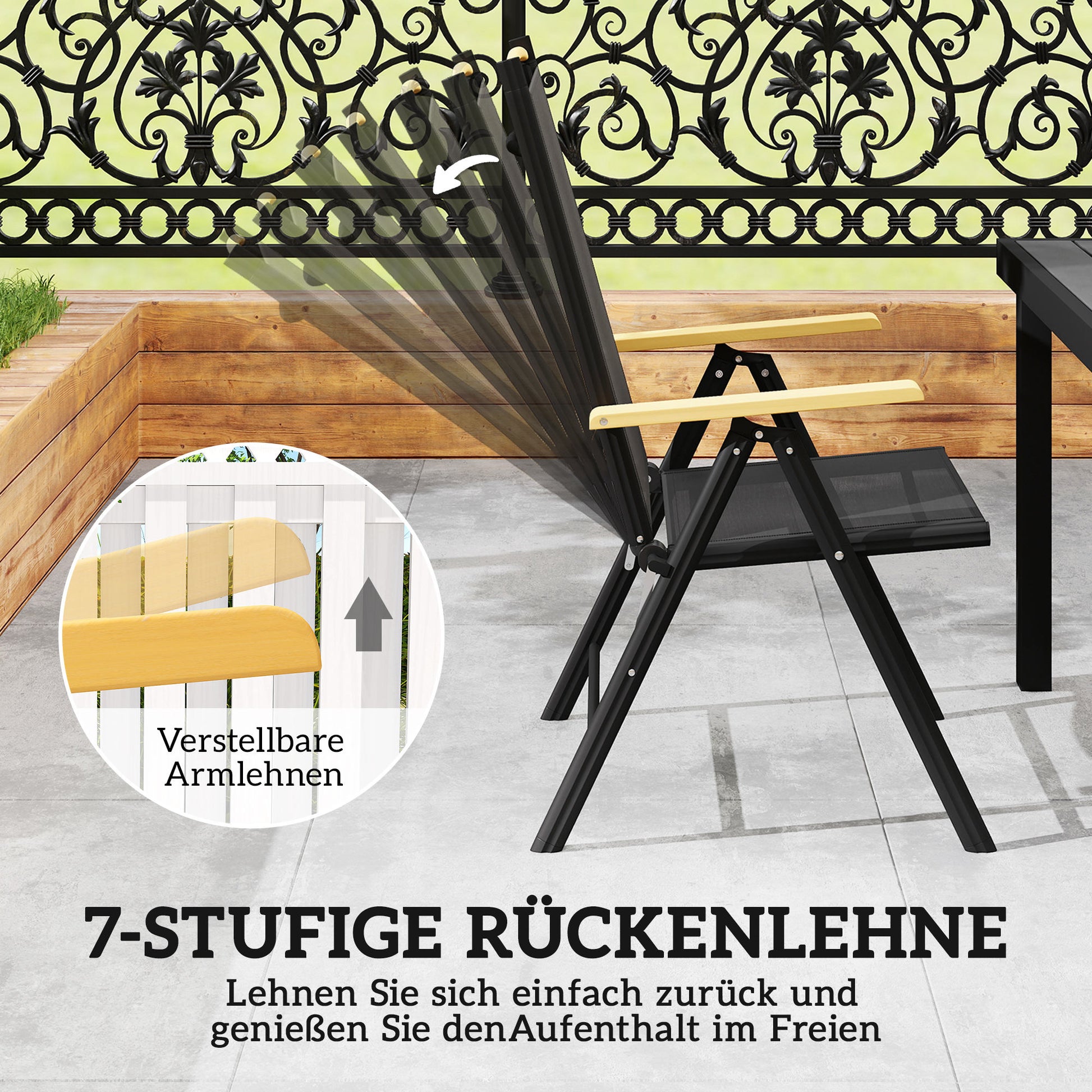 Sitzgruppe klappbar für 6 Personen 1 Tisch+6 Stühle Gartenmöbel Set Sitzgarnitur Aluminium