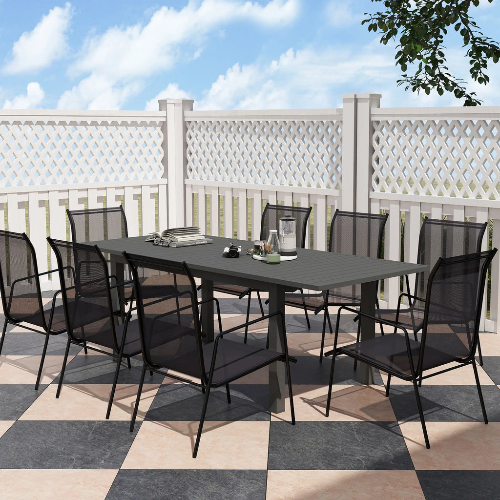 Gartentisch Erweitert Aluminium 160/220x90 cm Wetterfest, rutschfest Balkontisch Grau