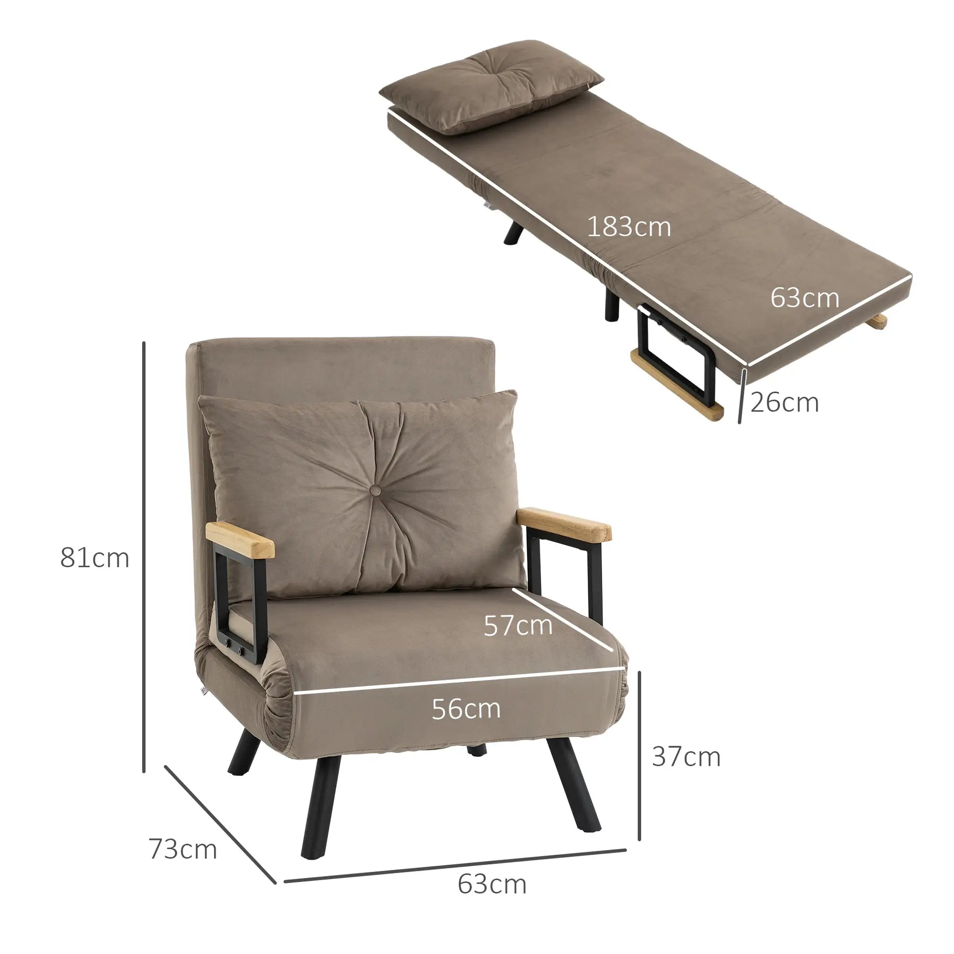 Relaxsessel im Skandidesign, Liegesessel, Lesesessel. ink. Kissen mit Knopfhefung, Schwarz + Natur