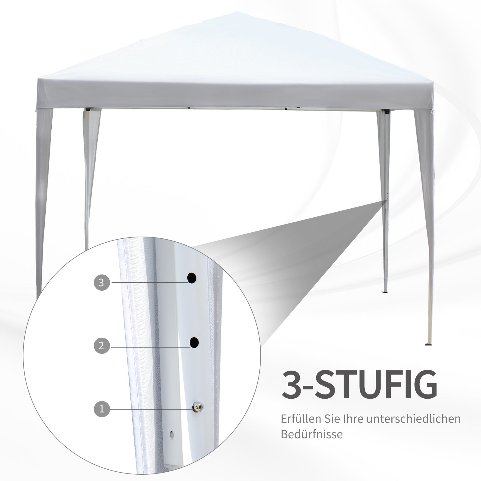 Pavillon, 2,95x2,95 m Pop-Up-Faltpavillon, Gartenpavillon, UV-Schutz, Stahl+Oxfordstoff