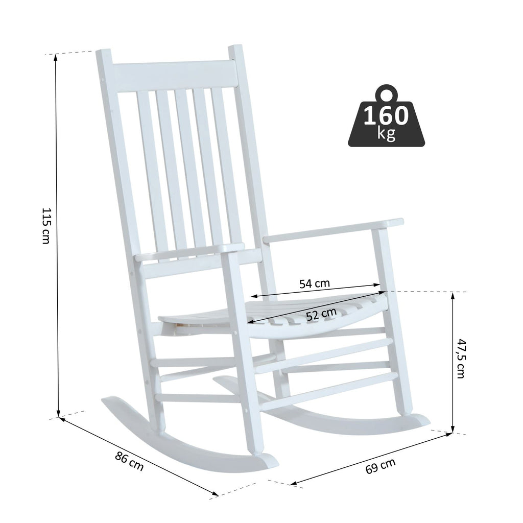 Schaukelstuhl aus Holz mit Armlehne Schwingsessel Relaxstuhl Gartenstuhl 69 x 86 x 115 cm