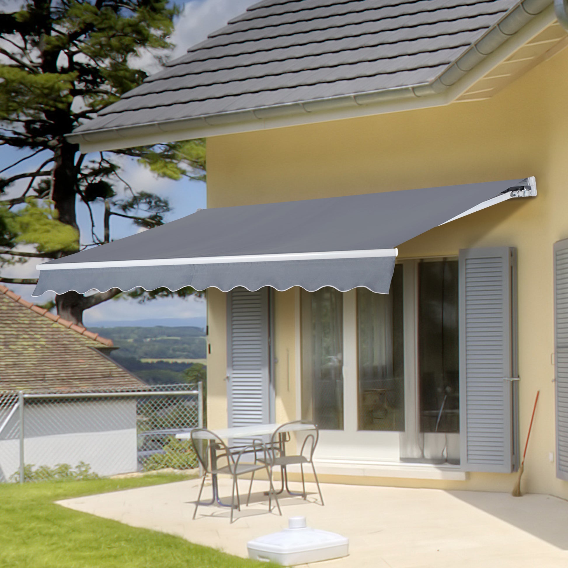 Gelenkarmmarkise Verstellbare Klemmmarkise Terrassenmarkise mit Kurbel 3,95 x 3m