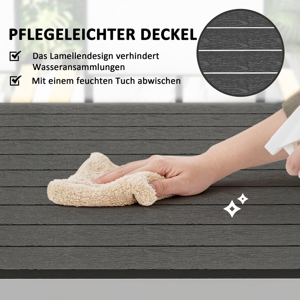 Gartentisch Aluminium 120x70 cm Wetterfest Balkontisch mit Holzoptik, für 4-6 Personen