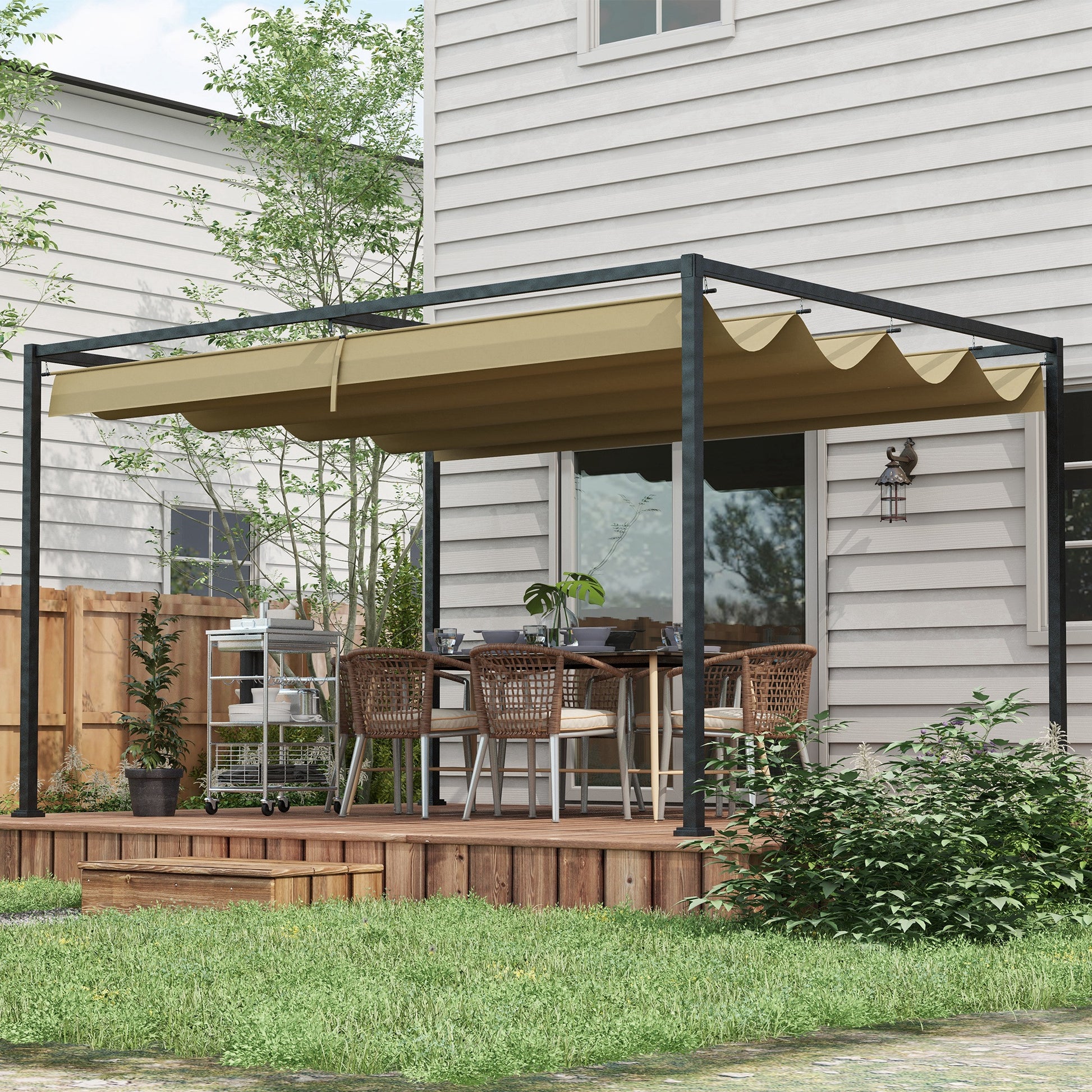 Pergola, Robuster Sonnenschutz für Garten, aus Metall und Kunststoff, UV- und wasserabweisend
