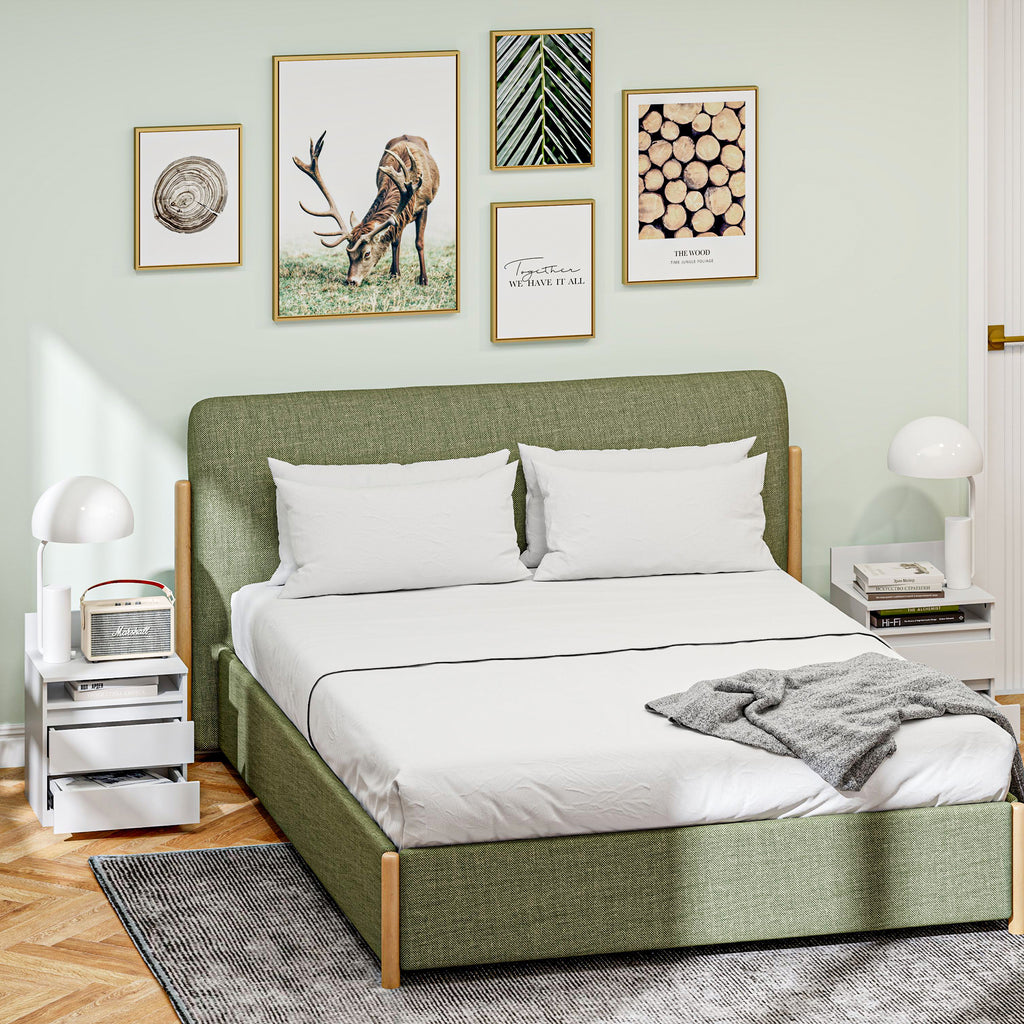 Nachttisch im 2er-Set mit Schubladen und Ablage, für Schlafzimmer, Weiß