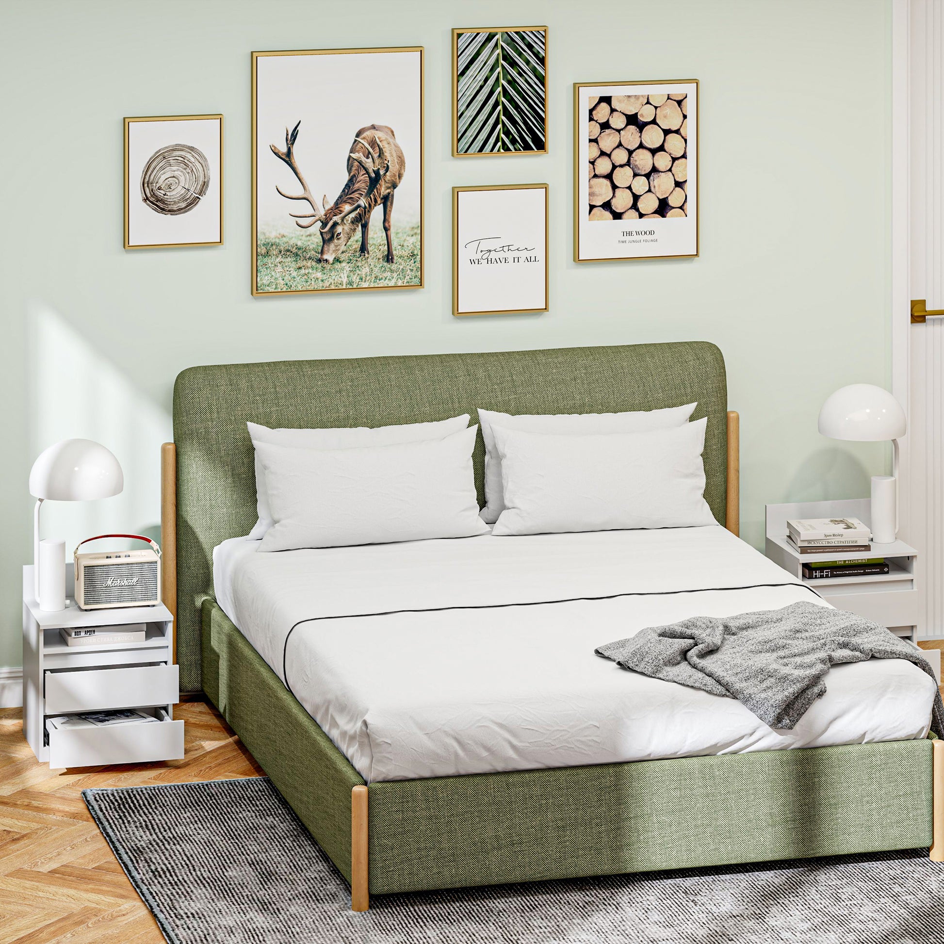 Nachttisch im 2er-Set mit Schubladen und Ablage, für Schlafzimmer, Weiß