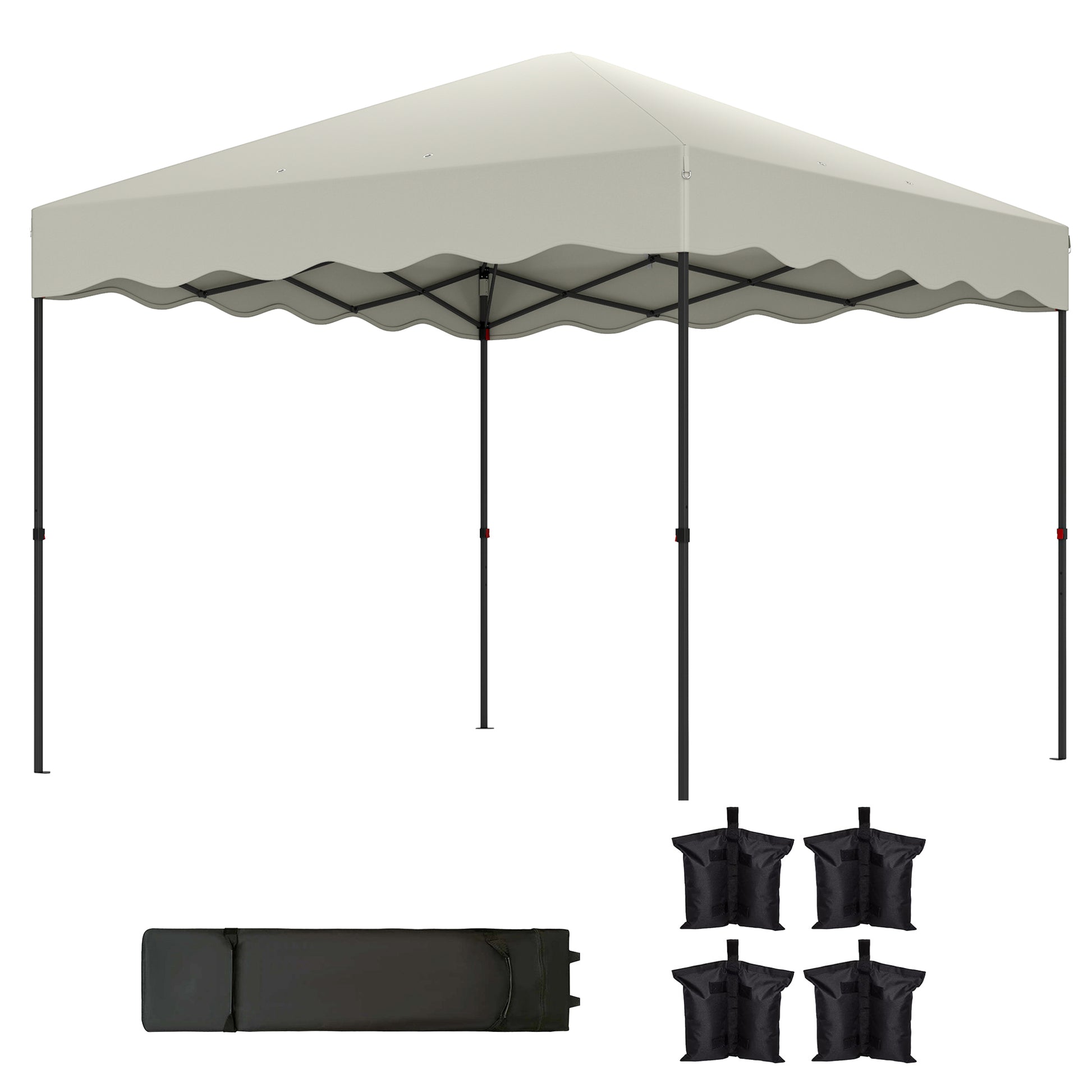 Pop-up-Pavillon 3 x 3m, Höhenverstellbares Gartenzelt, mit Rolltasche, Terrasse, Metall, Stoff