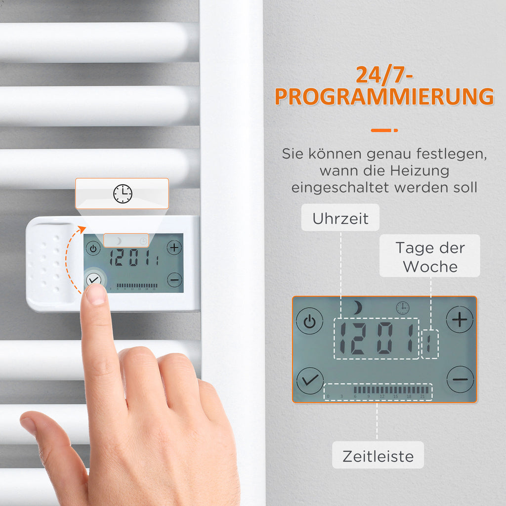 Badezimmerheizung, 24/7-Programmierung, 4 Modi, Überhitzungsschutz, 54 cm x 4 cm x 96 cm