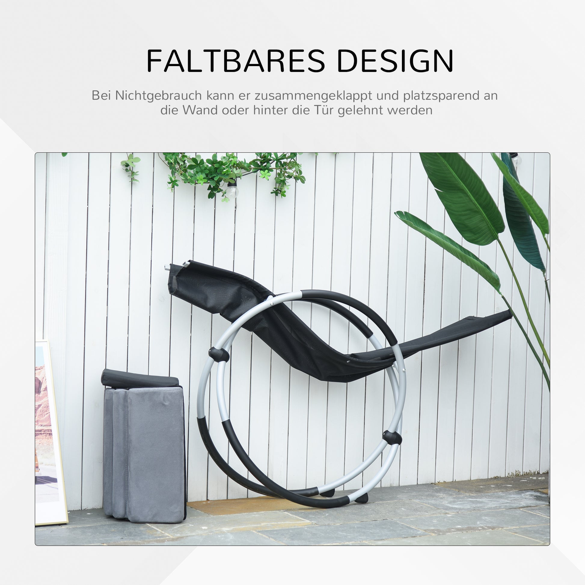 Schaukelstuhl ergonomischer 2 In 1 Gartenstuh Schaukelliege Metall Texteline kugelförmig