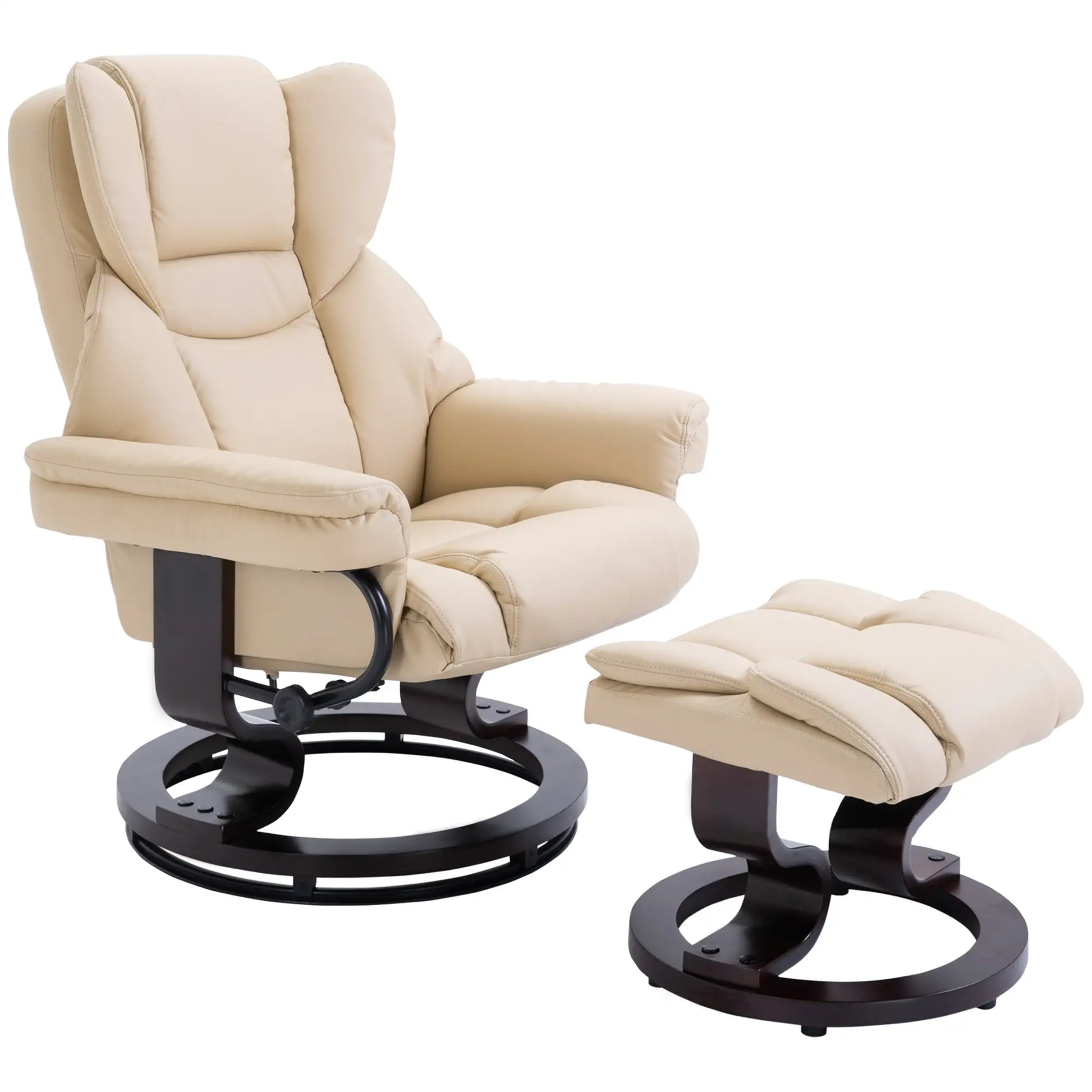 Relaxsessel mit Hocker, Liegefunktion, drehbar, bis 160 kg, Kunstleder, Metallrahmen