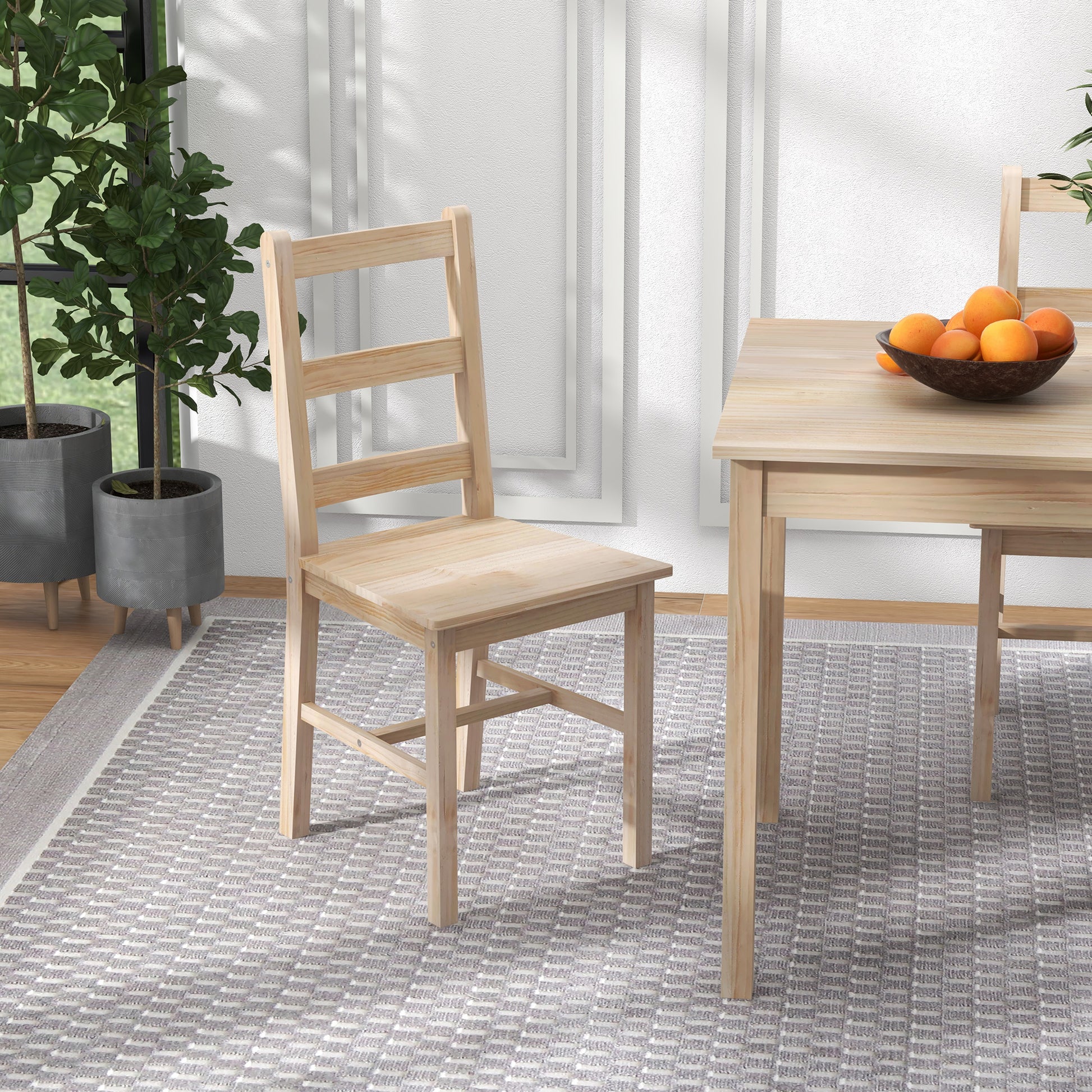 5-teilige Essgruppe Esstisch mit Stühlen Sitzgruppe, Massivholz, 118 cm x 73 cm x 75 cm
