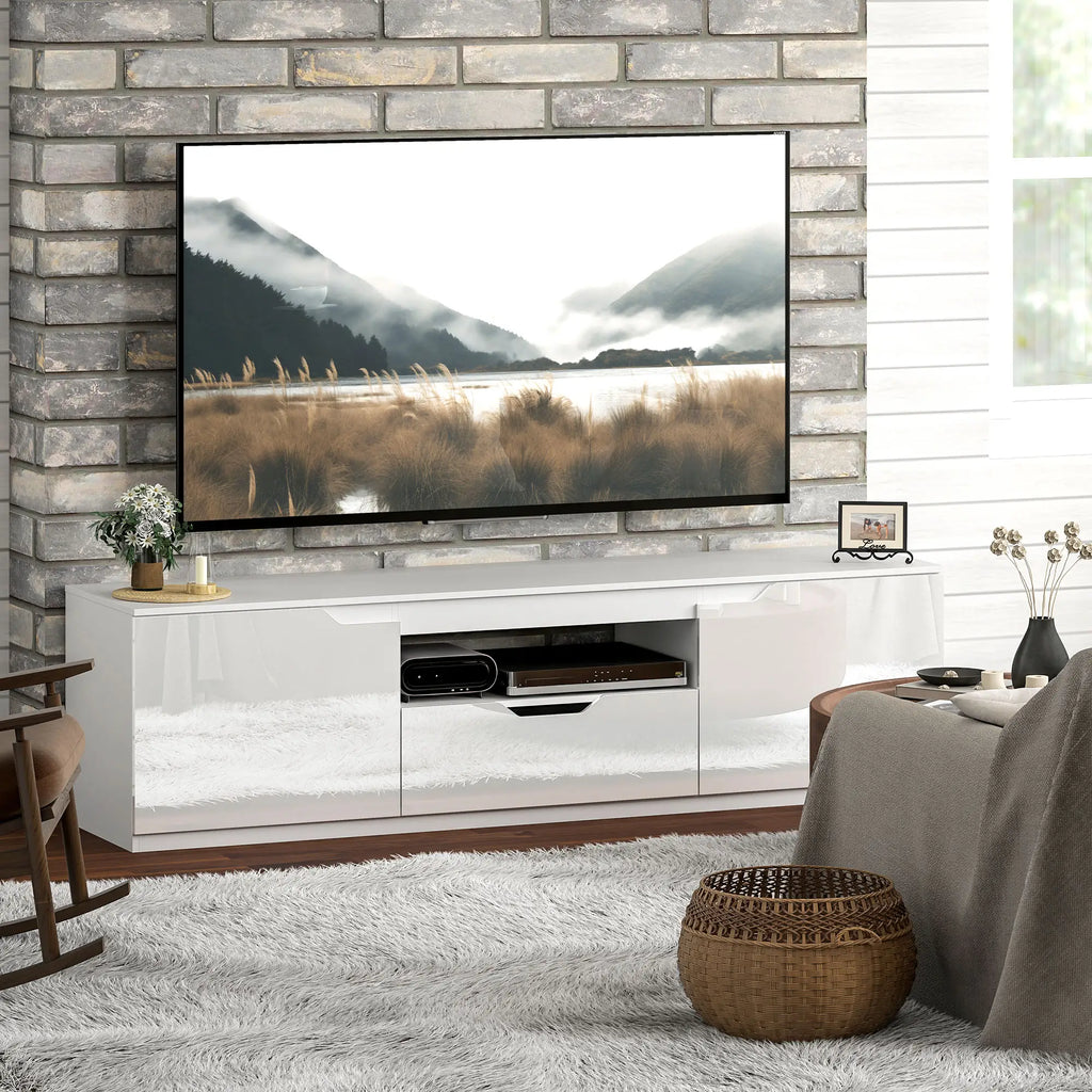 TV-Lowboard, Hochglanz, für Fernseher bis 65'', 3 Fächer, Schublade, 160 x 38 x 43 cm