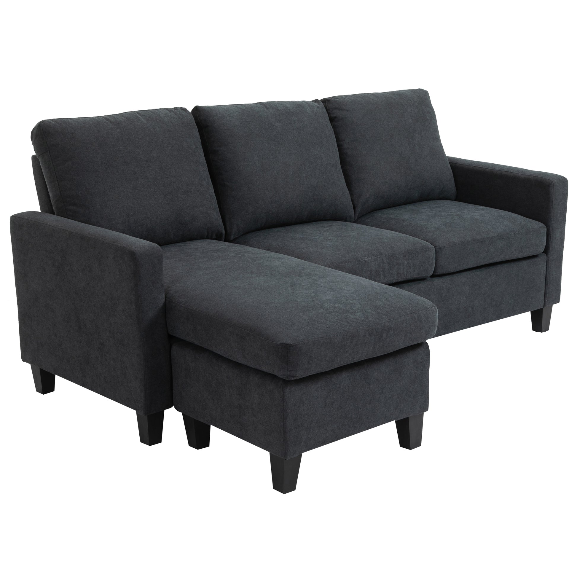 Ecksofa, Couchgarnitur, mit wendbarer Chaiselongue, 197 x 139 x 91cm, Dunkelgrau