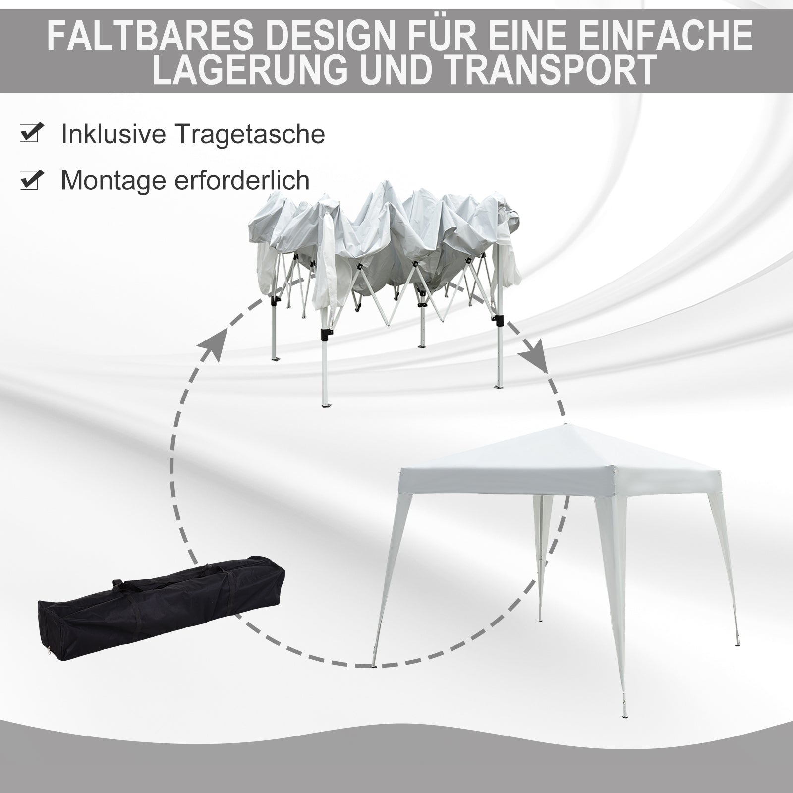 Faltpavillon 2,4x2,4m Pavillon Faltzelt mit UV-Schutz, Partyzelt inkl. Tragetasche für Garten