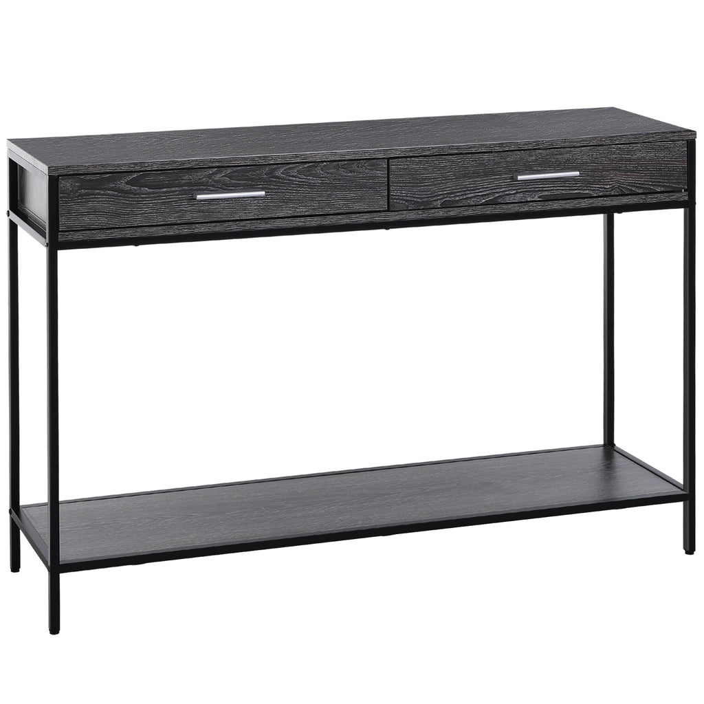 Konsolentisch Beistelltisch 2 Schubladen Unterregal Stahl Grau 120 x 30 x 81,5 cm