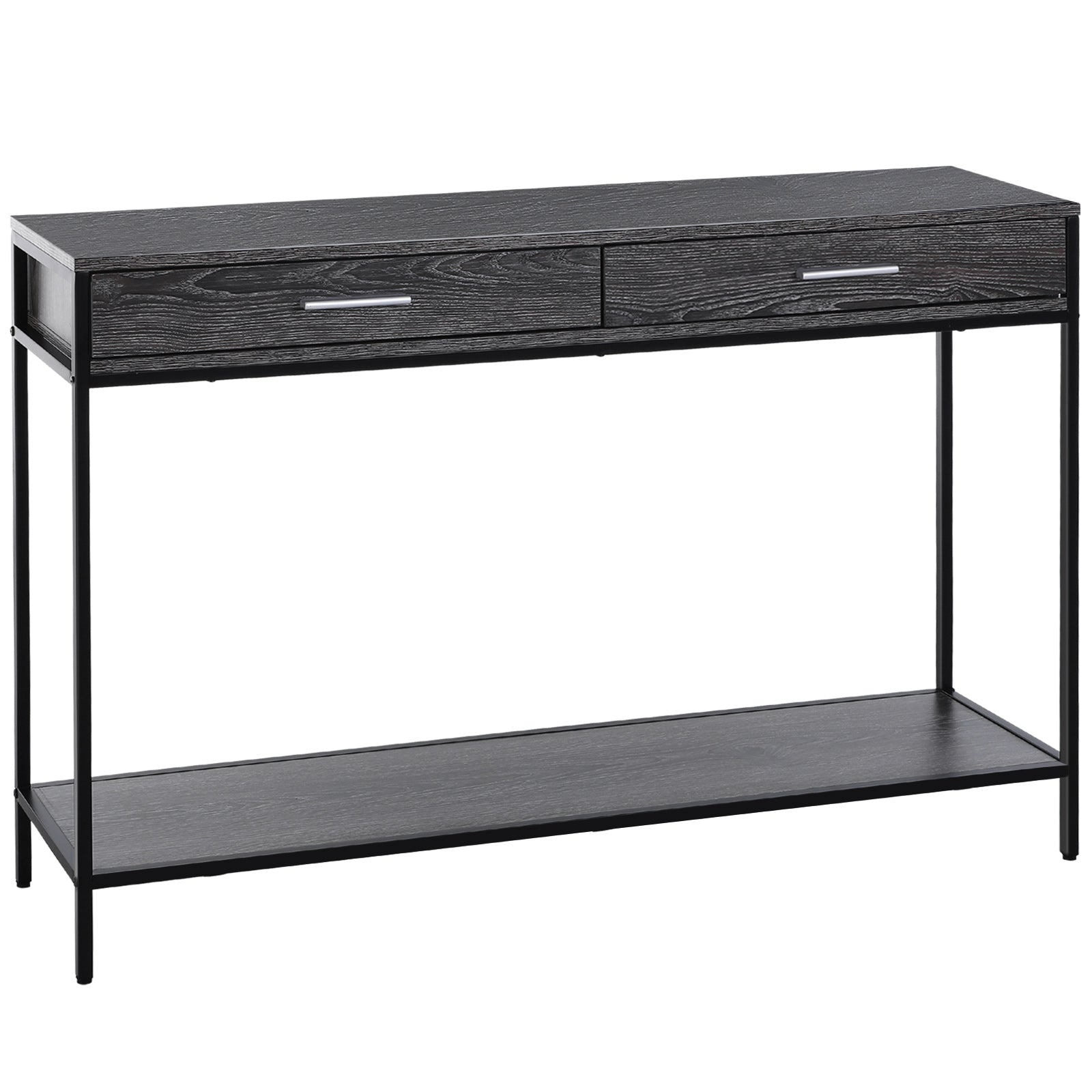 Konsolentisch Beistelltisch 2 Schubladen Unterregal Stahl Grau 120 x 30 x 81,5 cm
