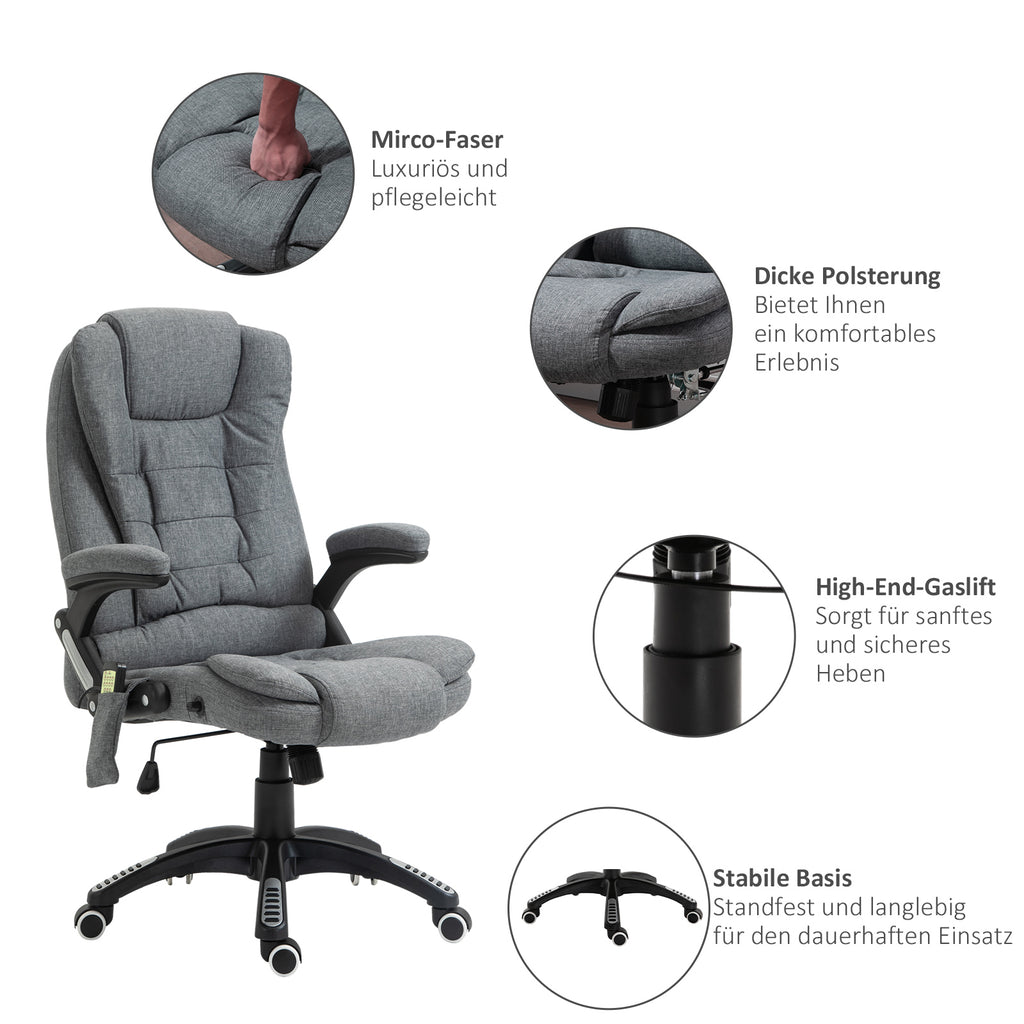 Bürostuhl Massagesessel mit Wärmefunktion, Ergonomischer Chefsessel, Höhenverstellbarer Drehstuhl