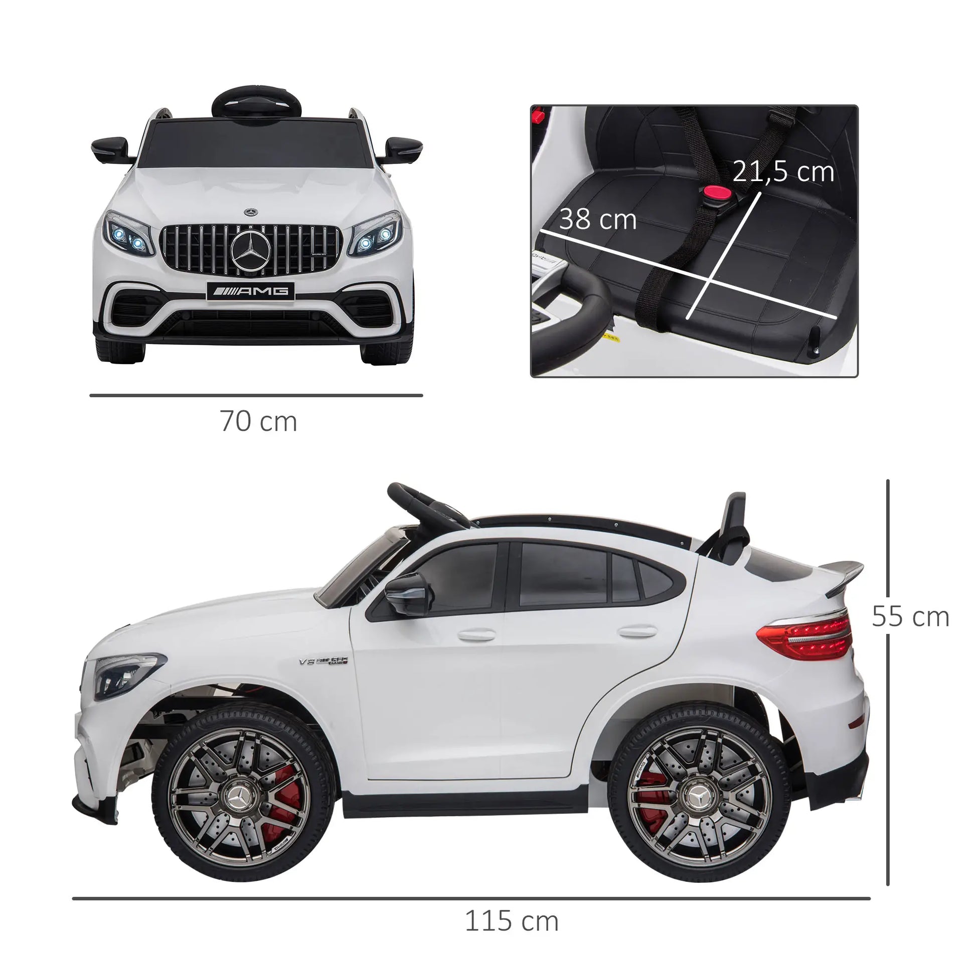 Kinderfahrzeug 12V Mercedes-Benz AMG GLC63S lizenzierter Elektroauto mit Fernbedienung Sicherheitsgurt 2 x 35W