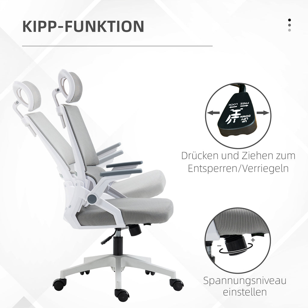 Bürostuhl Schreibtischstuhl Office-Stuhl, höhenverstellbar, 1 Kopfstütze, 58 x 61 x 119 cm